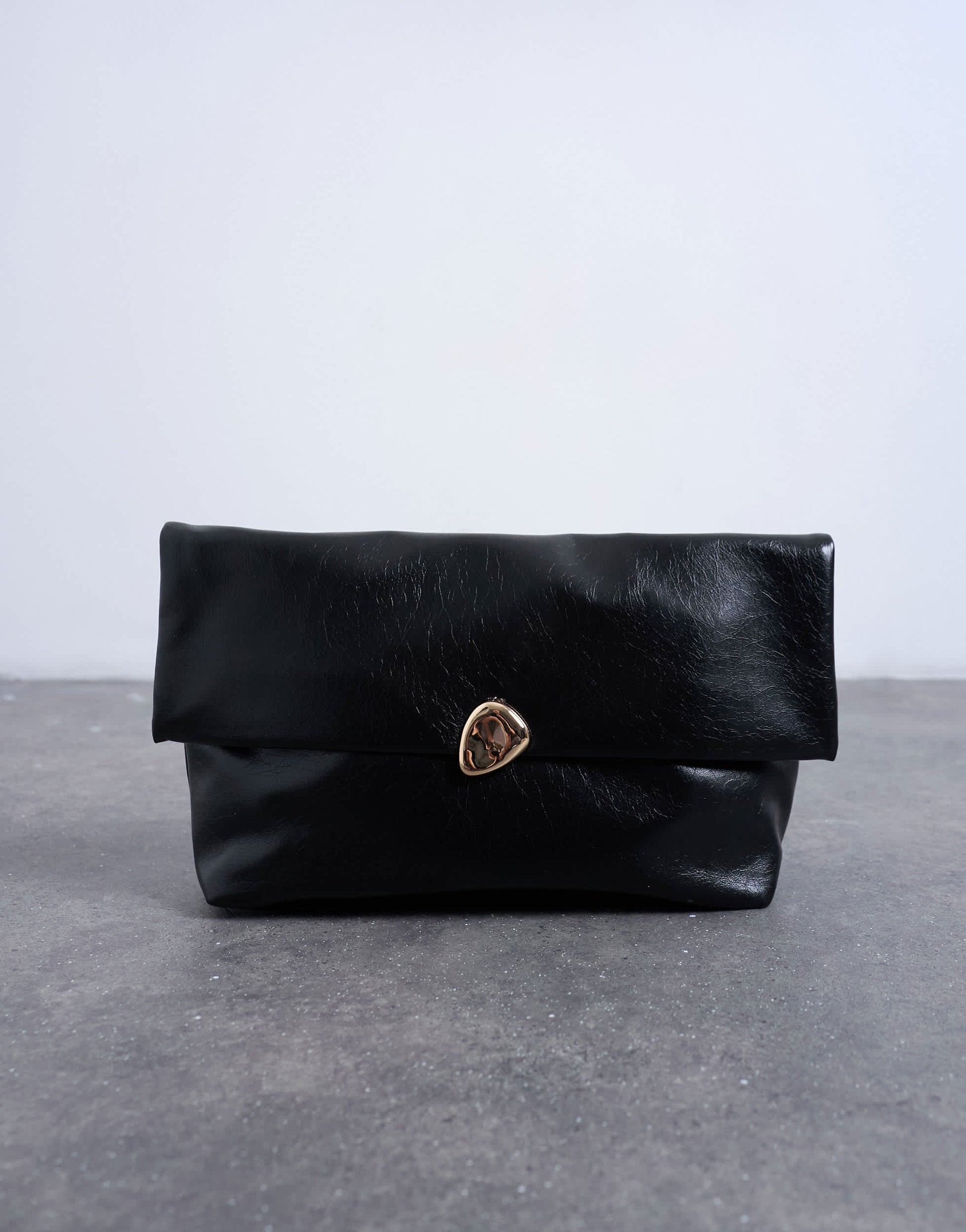 Topshop Gaia folded clutch bag with hardware in black