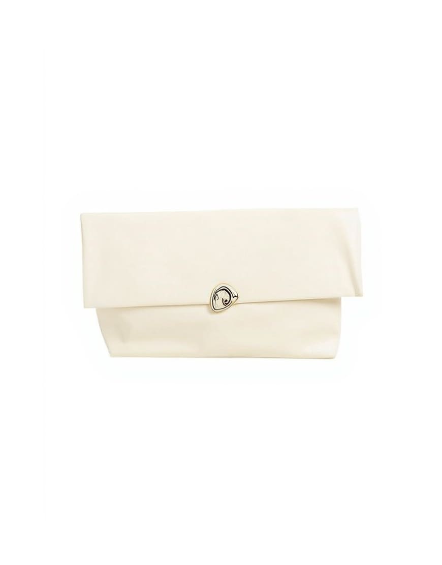 Topshop Gaia folded clutch with hardware in off white