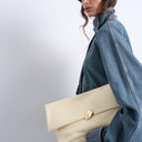 Topshop Gaia folded clutch with hardware in off white