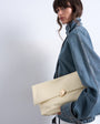 Topshop Gaia oversized folded clutch with hardware in off white