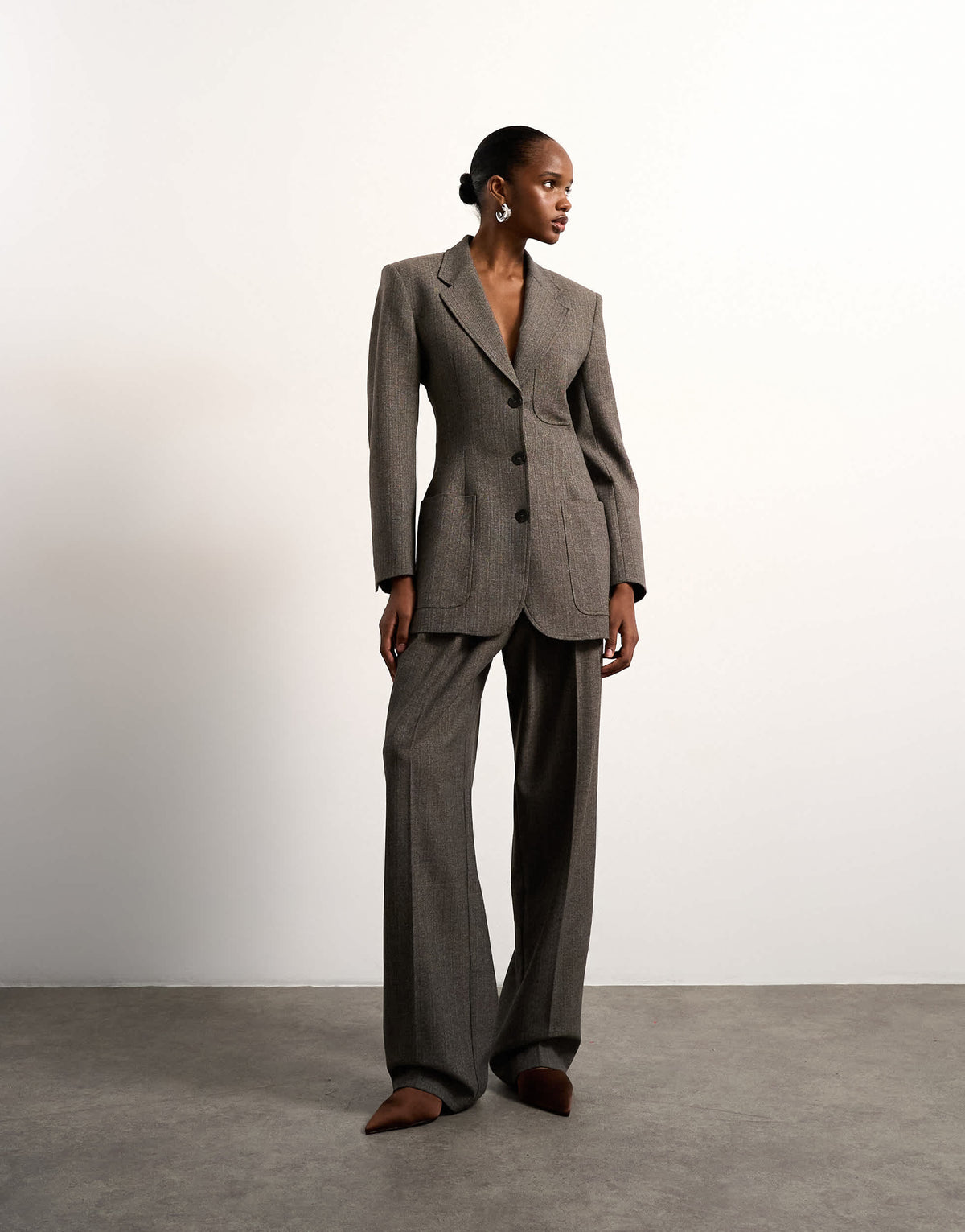 Tolu Coker x Topshop cinched 80s blazer in taupe