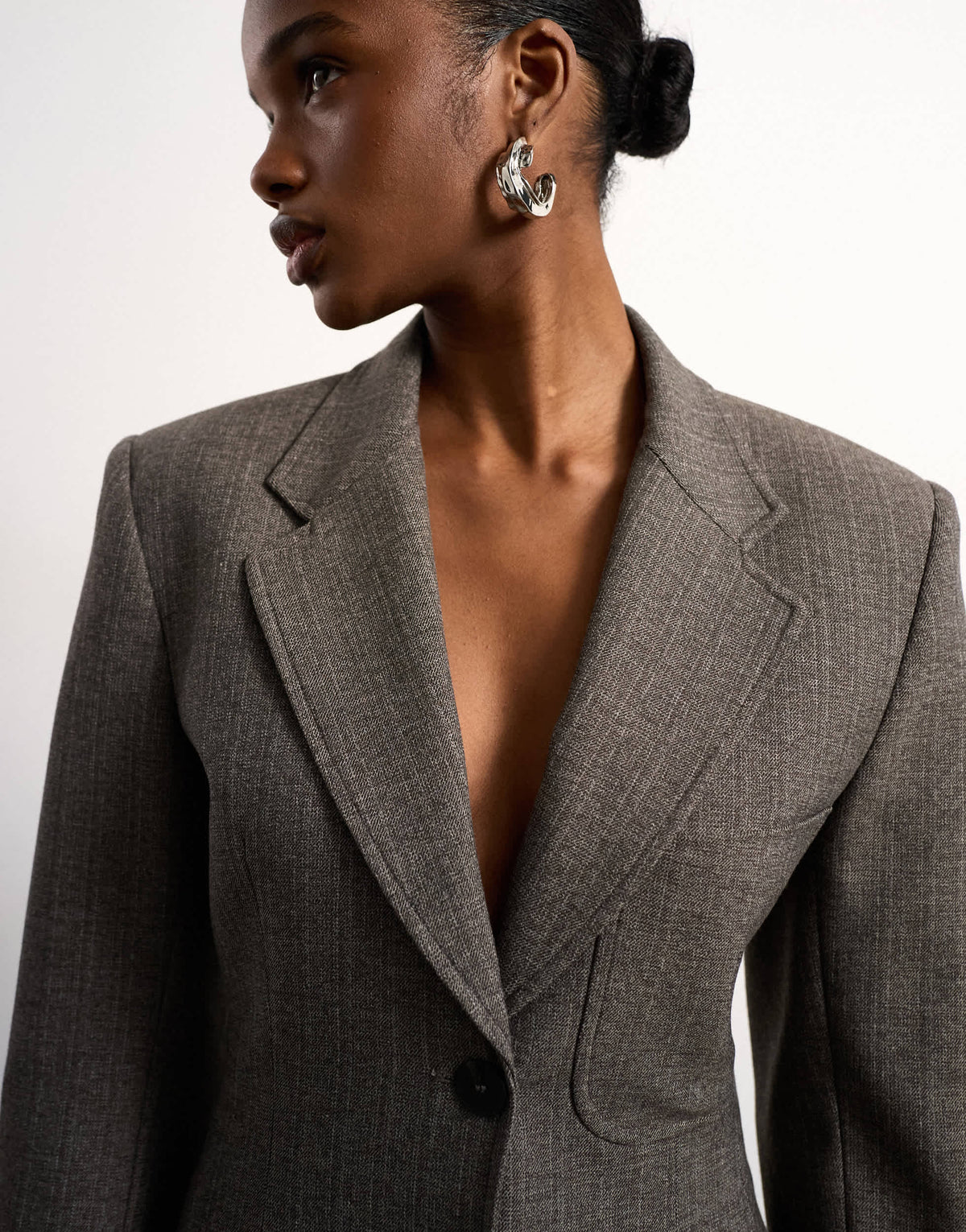 Tolu Coker x Topshop cinched 80s blazer in taupe