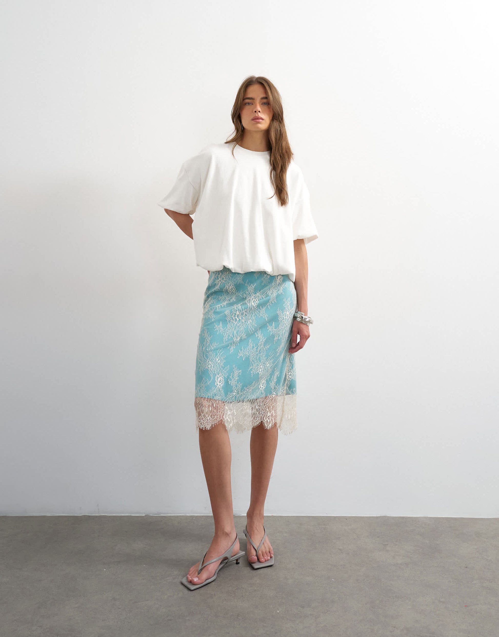 Topshop bubble hem tee in ivory