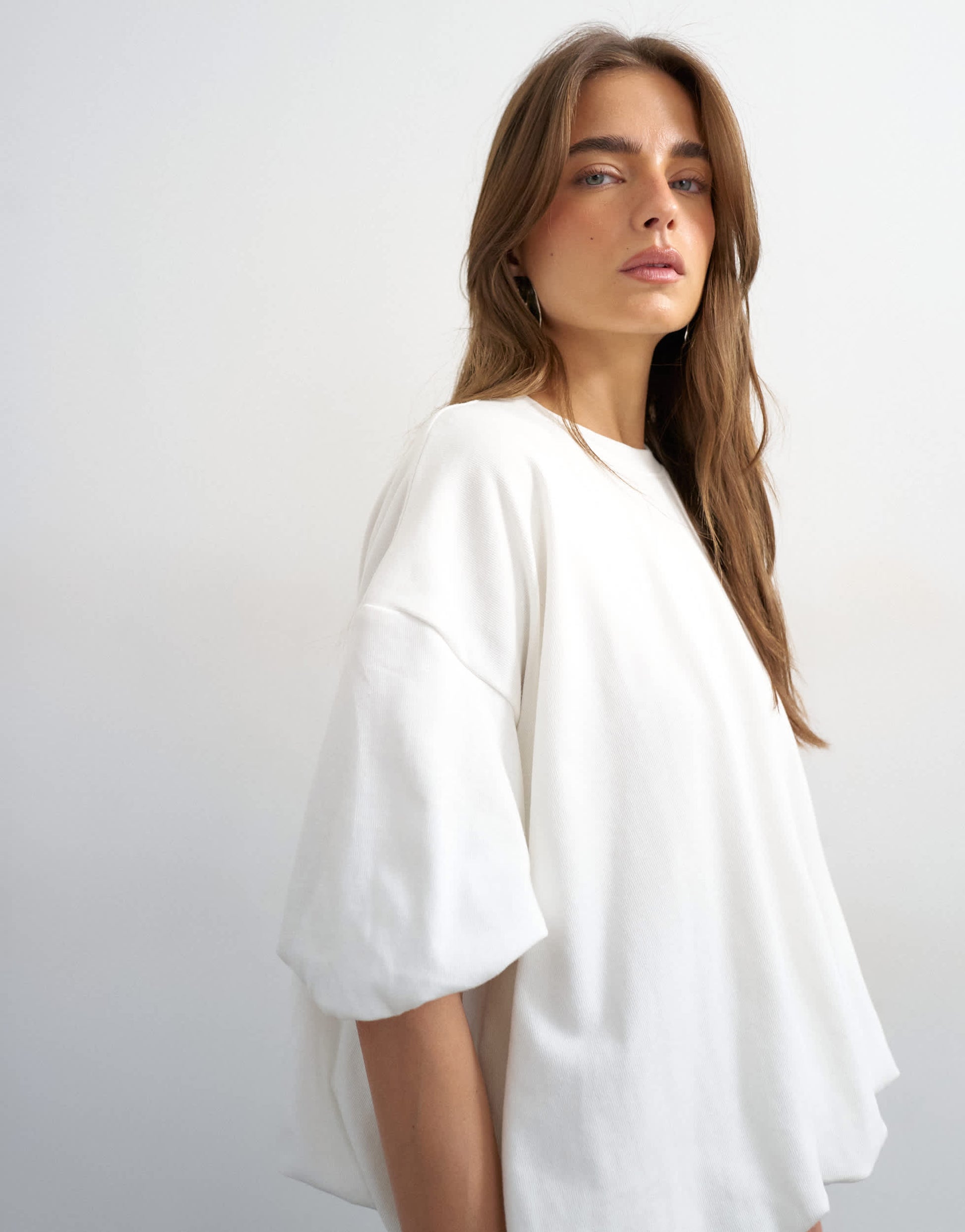 Topshop bubble hem tee in ivory