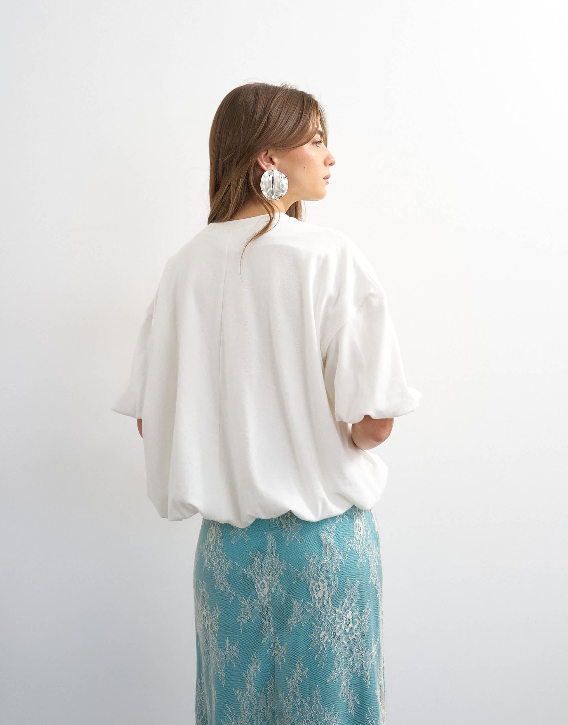 Topshop bubble hem tee in ivory