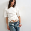 Topshop drawcord detail t-shirt in ivory