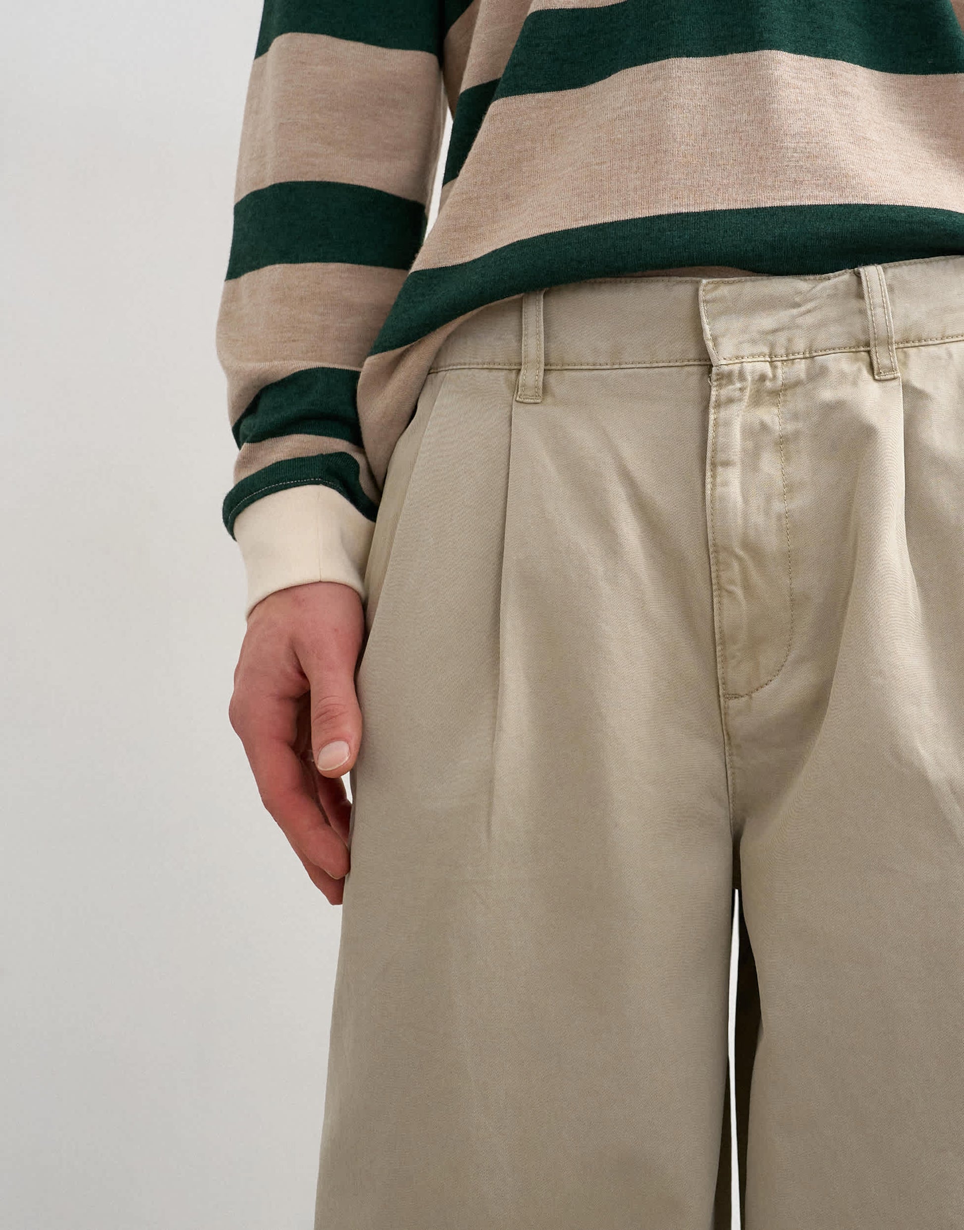 Topman baggy fit trousers with pleats in stone