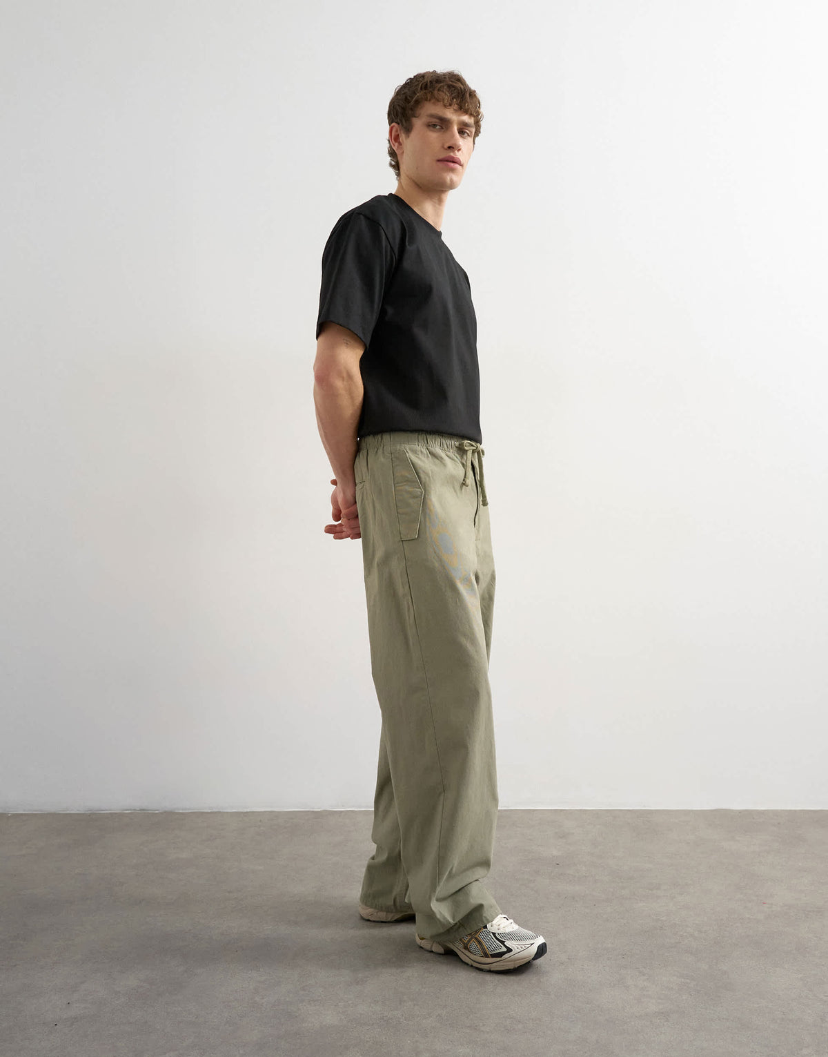 Topman baggy fit canvas cargo trouser in olive green