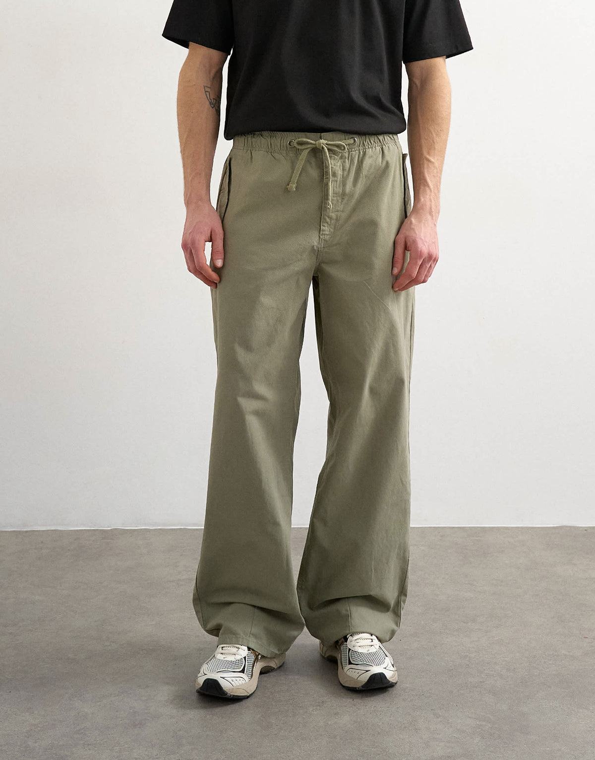 Topman baggy fit canvas cargo trouser in olive green
