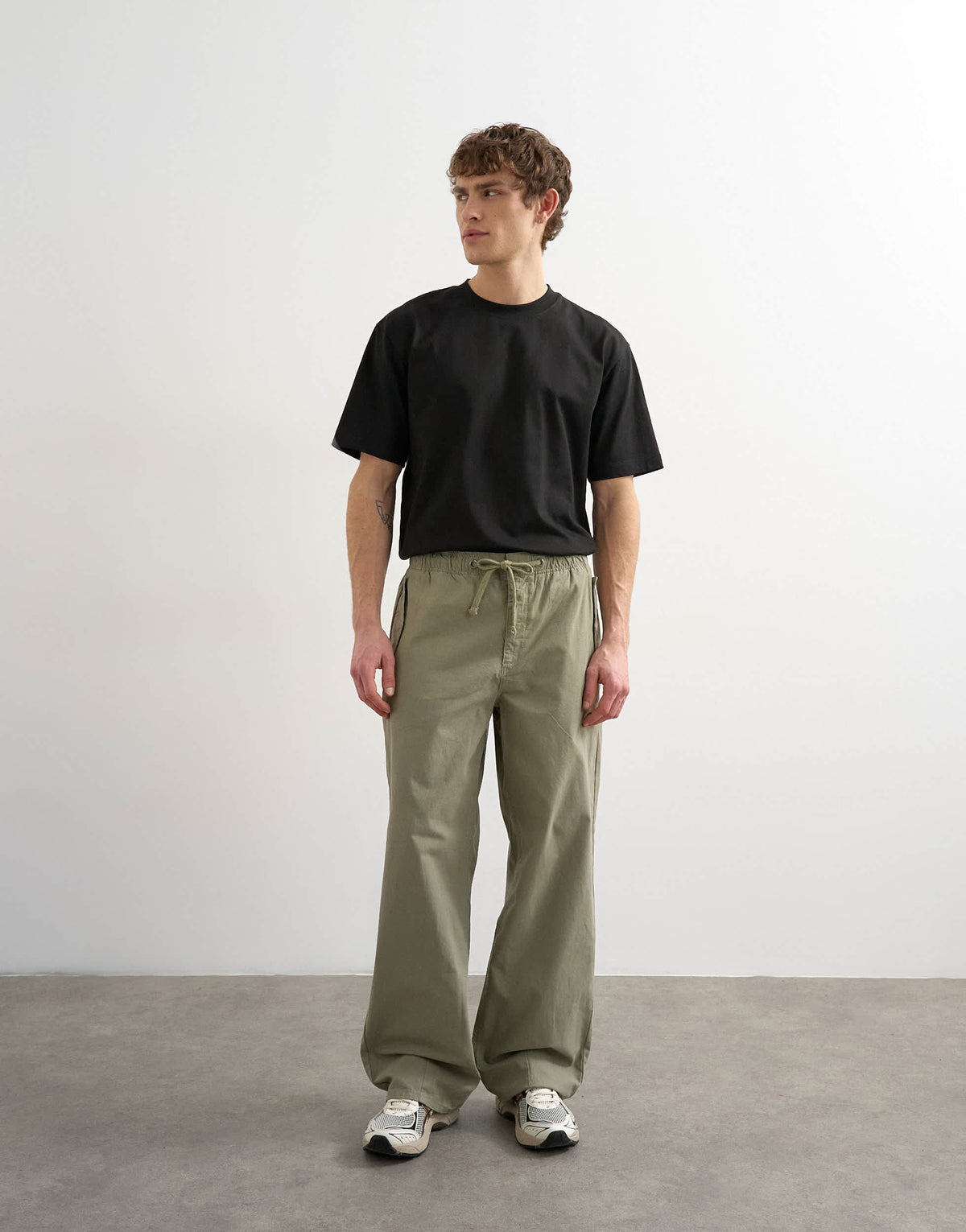 Topman baggy fit canvas cargo trouser in olive green