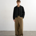 Topman baggy fit herringbone trousers in khaki