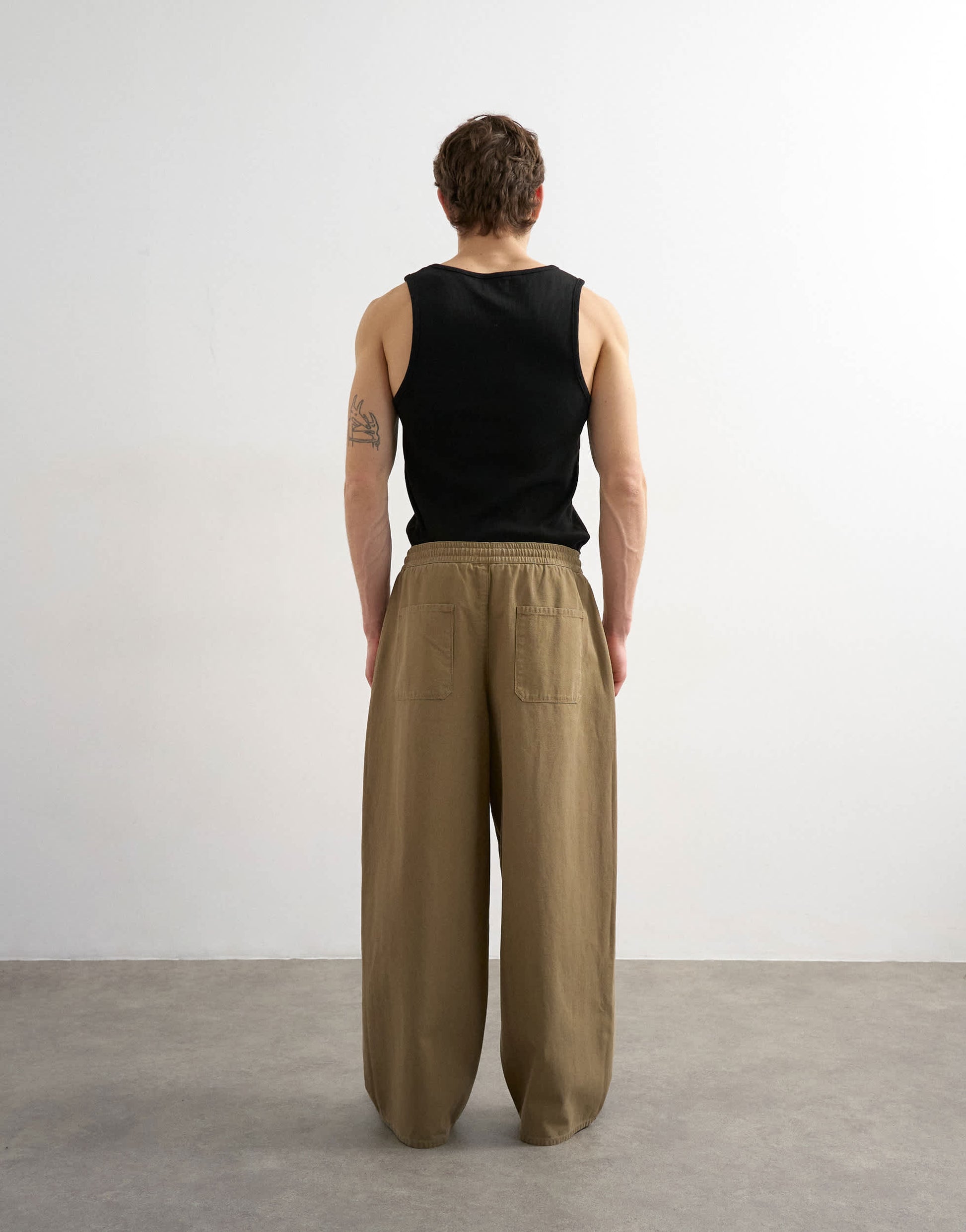 Topman baggy fit herringbone trousers in khaki