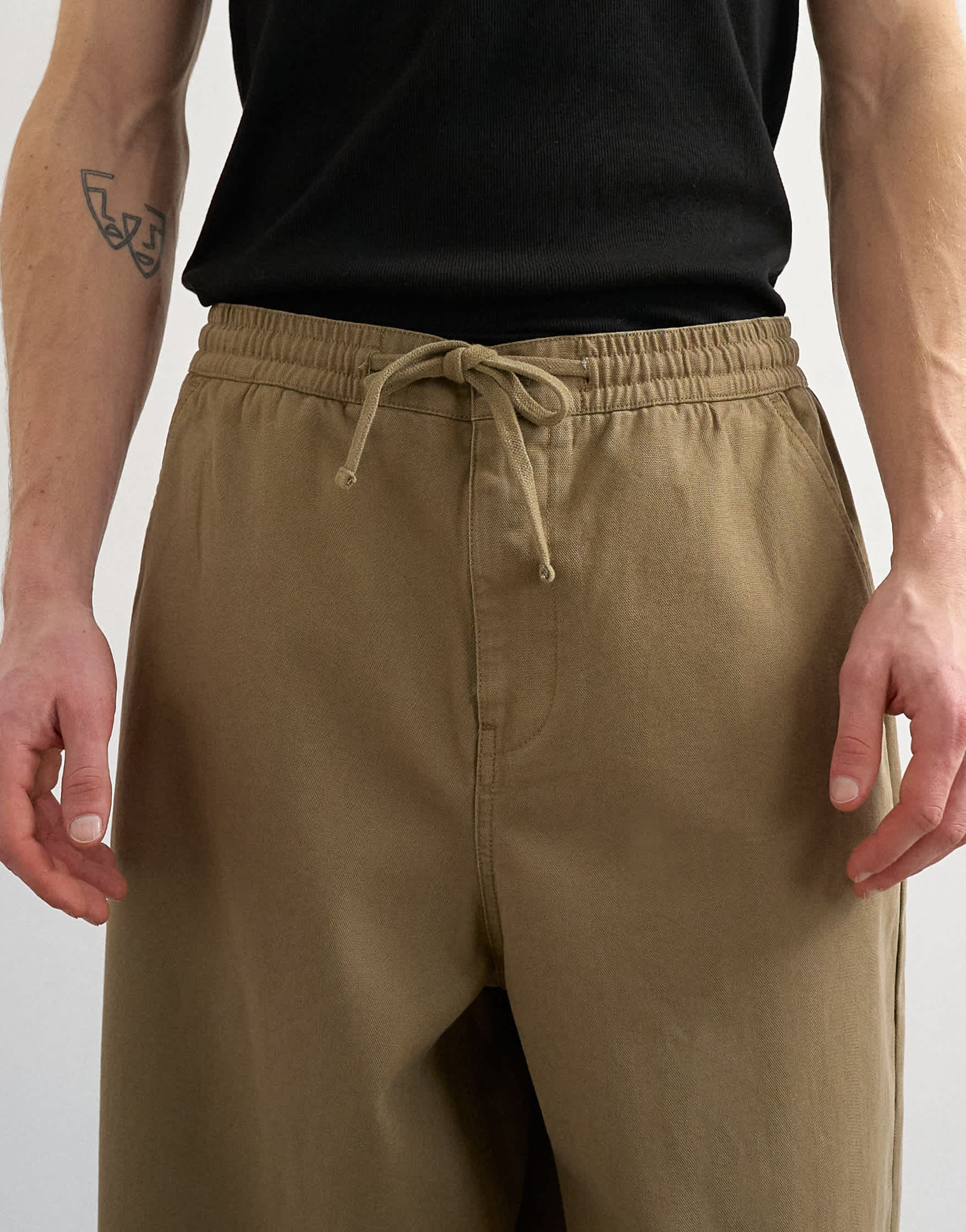 Topman baggy fit herringbone trousers in khaki