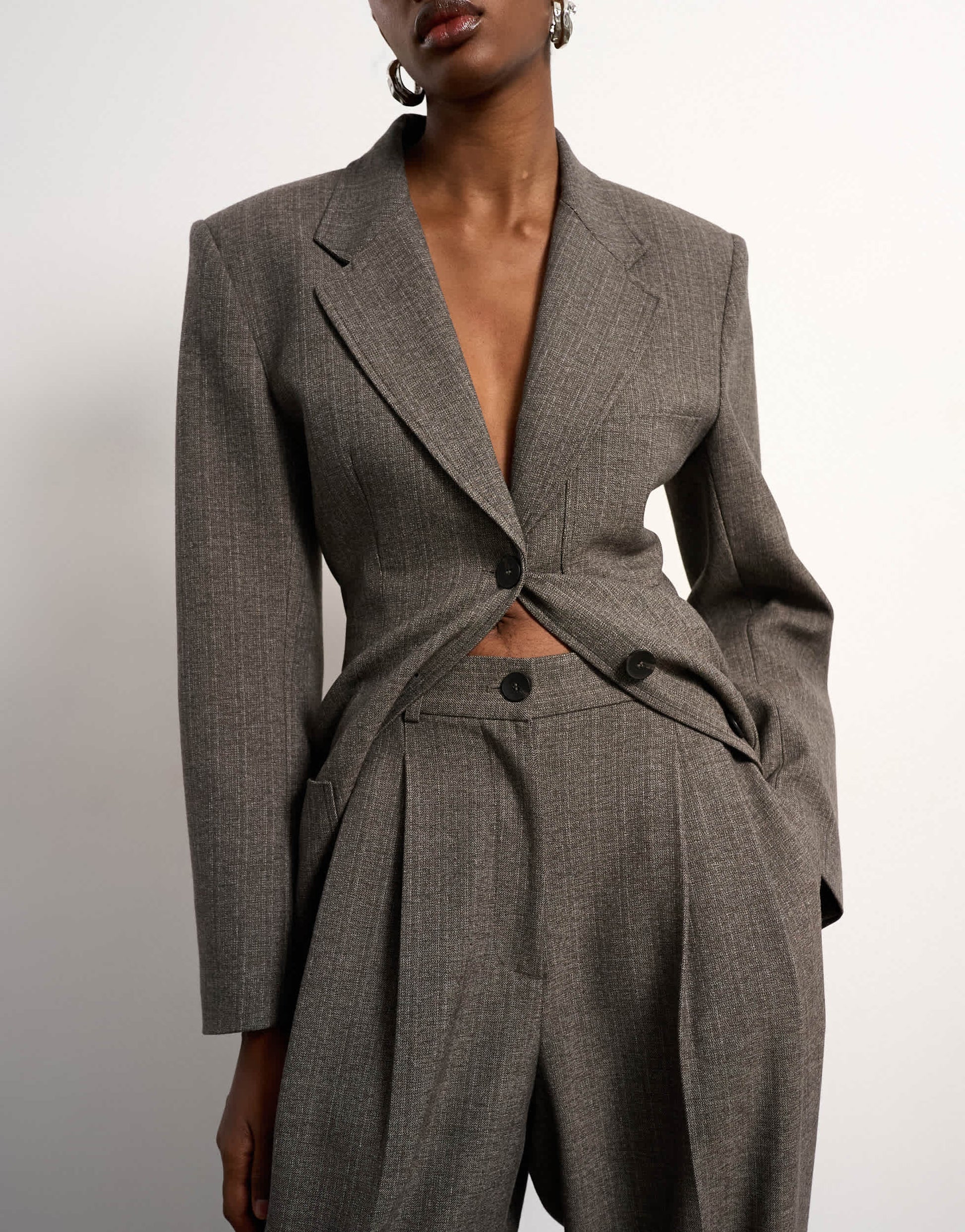 Tolu Coker x Topshop tailored trouser in taupe