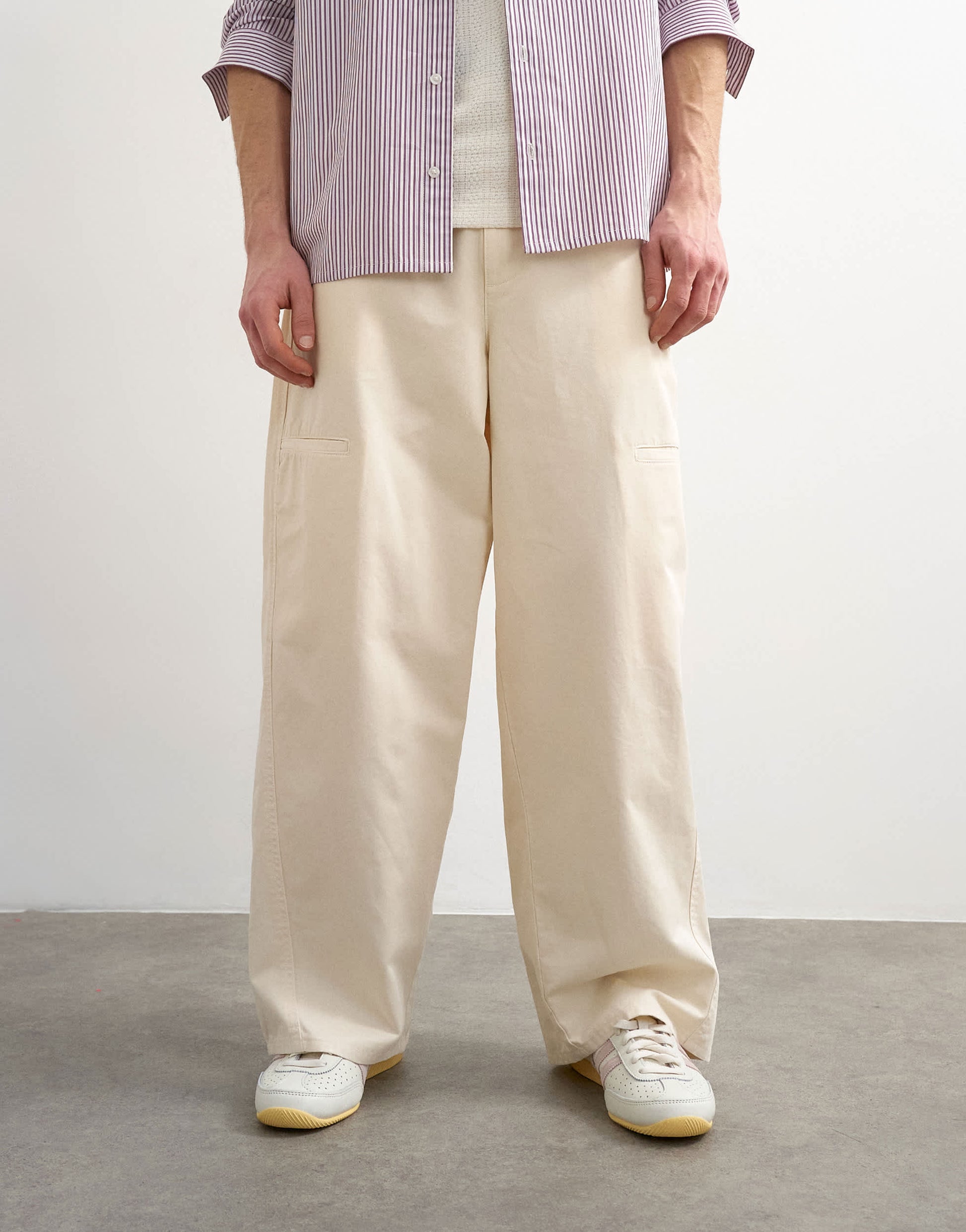 Topman baggy fit trousers with side pockets in cream