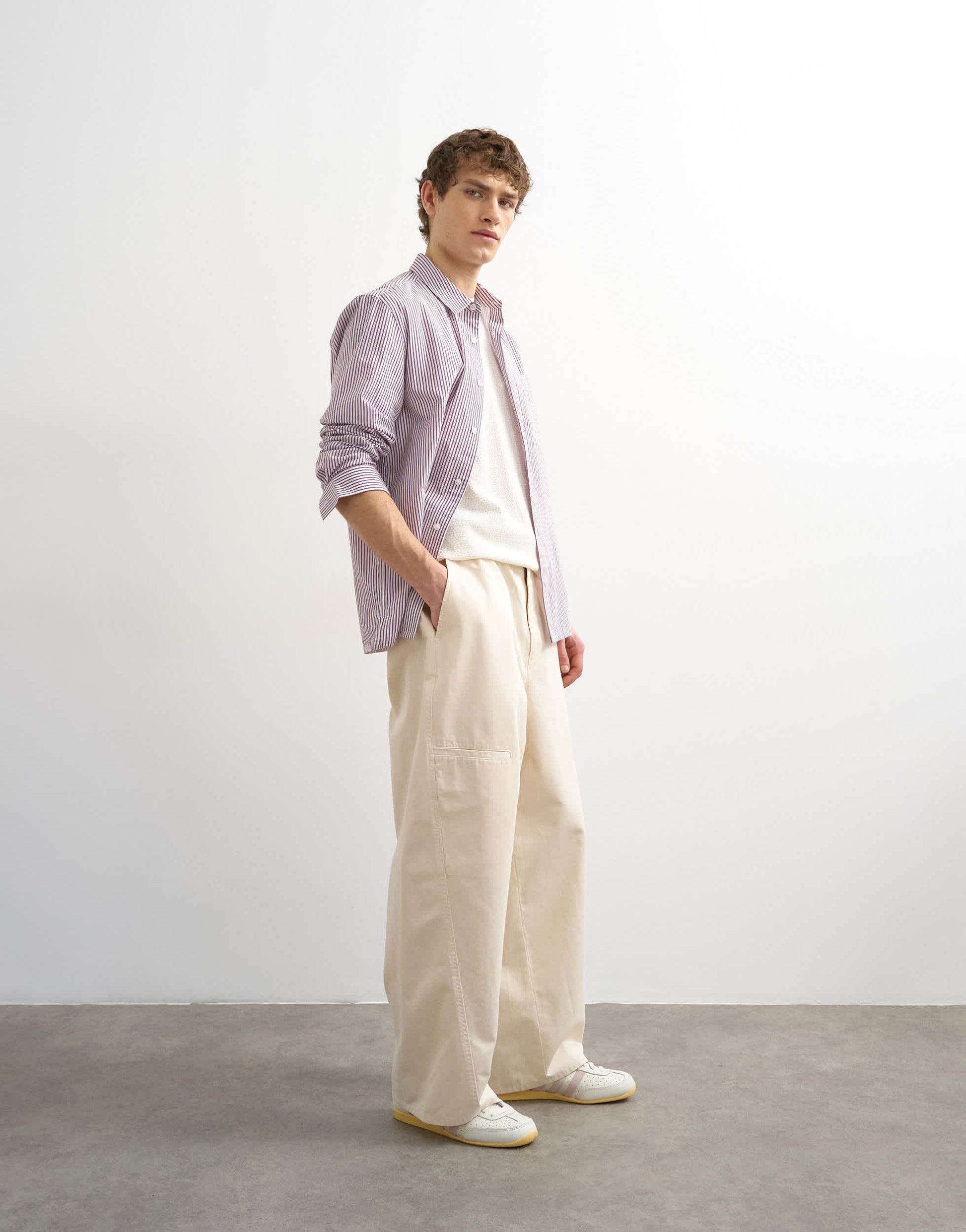 Topman baggy fit trousers with side pockets in cream