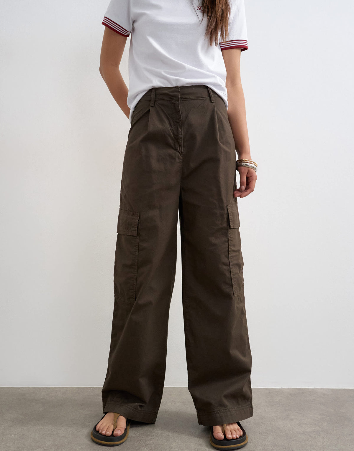 Topshop high rise barrel leg trousers with pleat in brown