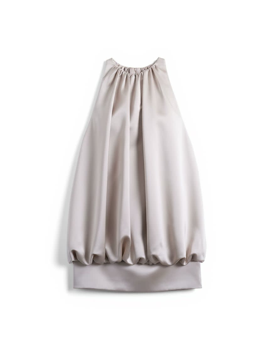 Topshop bubble hem mini dress in oyster satin twill