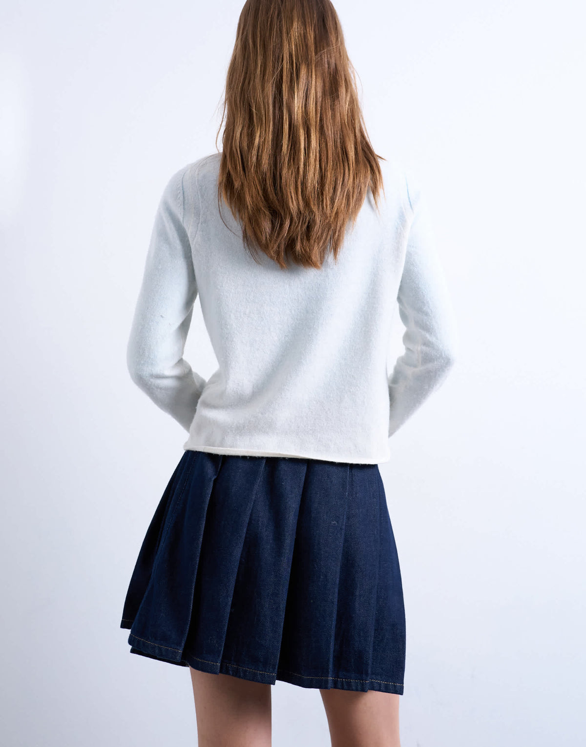 Topshop denim pleated wrap mini skirt in indigo