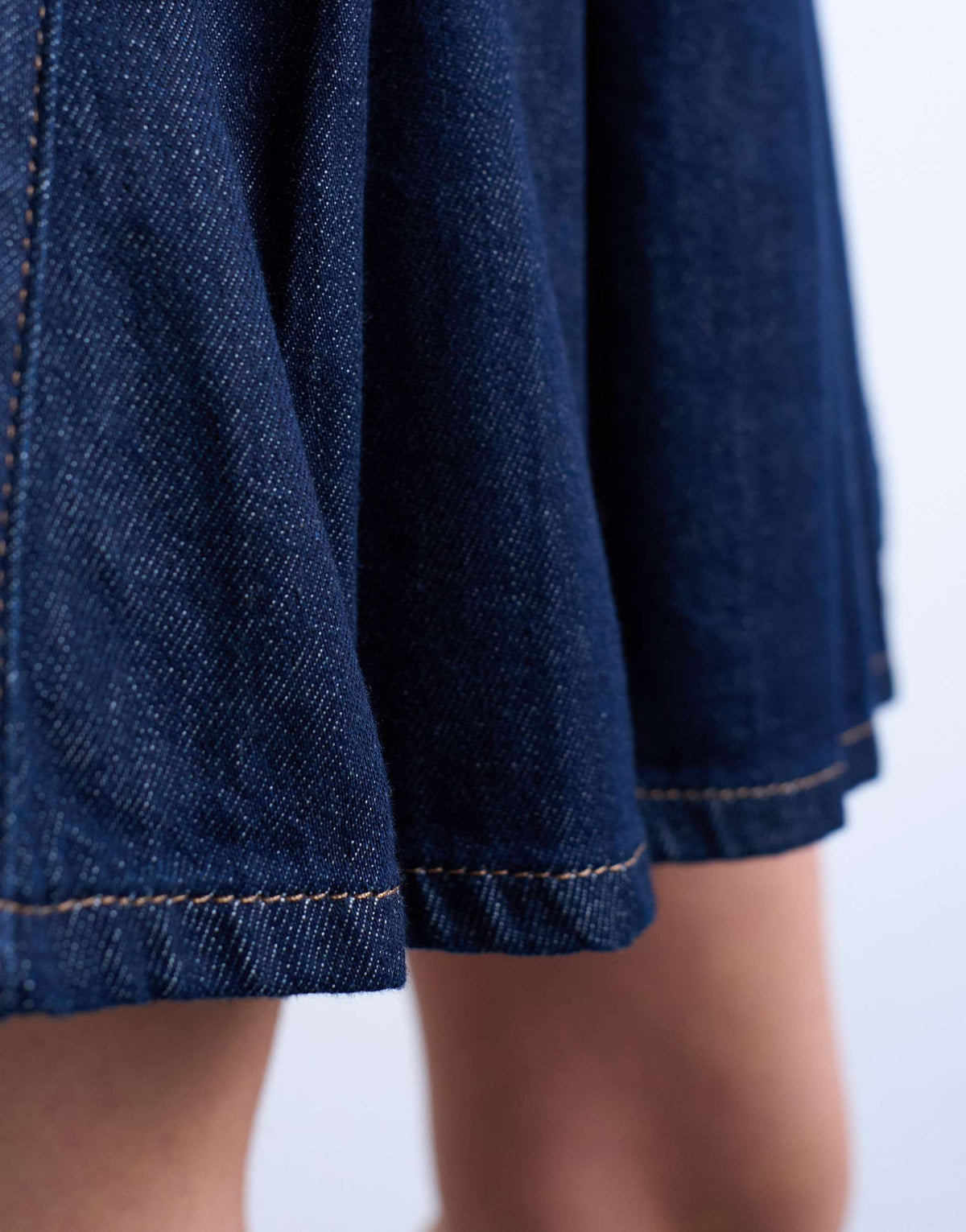 Topshop denim pleated wrap mini skirt in indigo