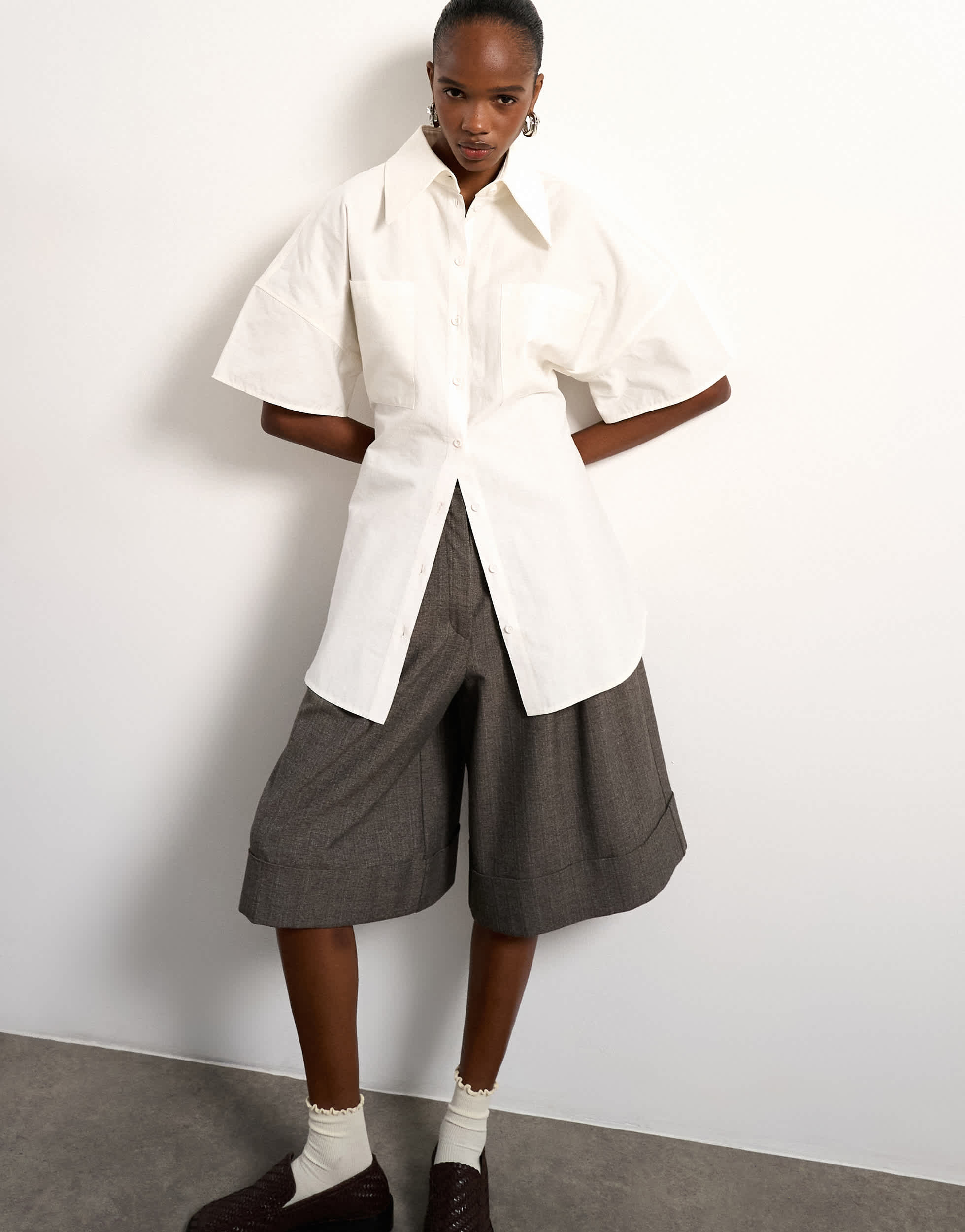 Tolu Coker x Topshop short sleeve shirt in ecru