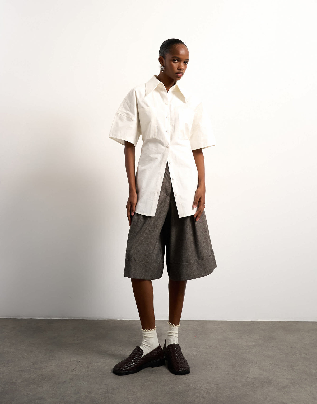 Tolu Coker x Topshop short sleeve shirt in ecru