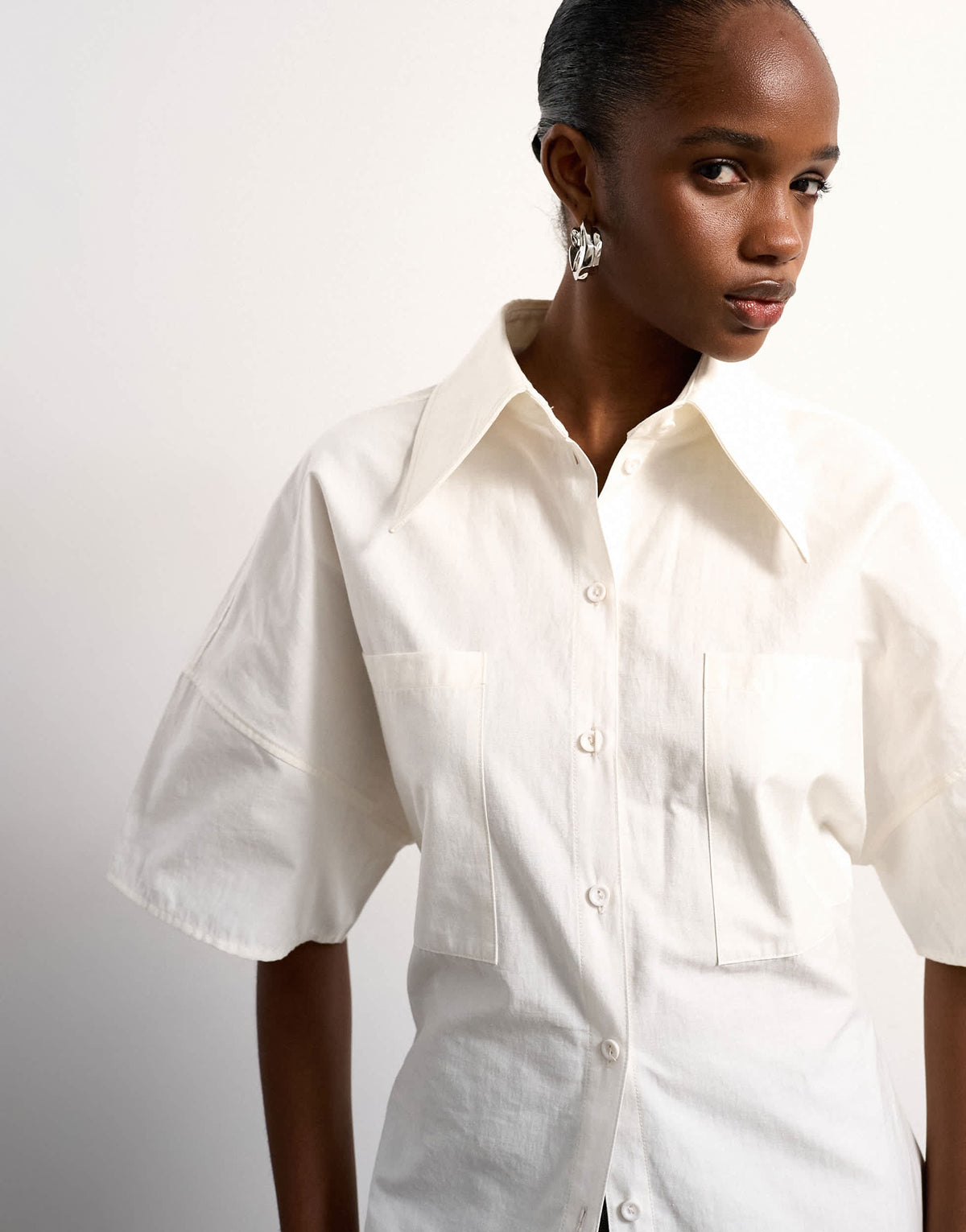 Tolu Coker x Topshop short sleeve shirt in ecru