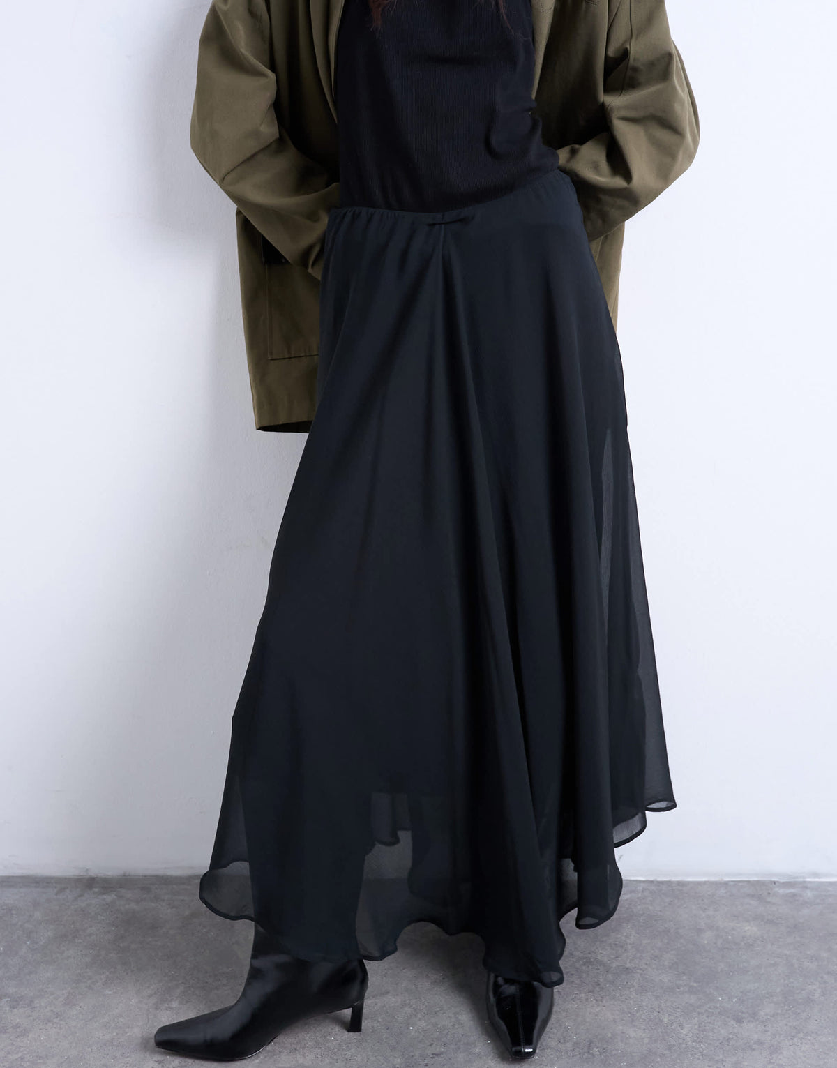 Topshop chiffon seam detail circle maxi skirt in black
