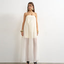 Topshop Organza-Maxikleid im Bandeau-Stil mit Lagen-Effekt in Buttermilch