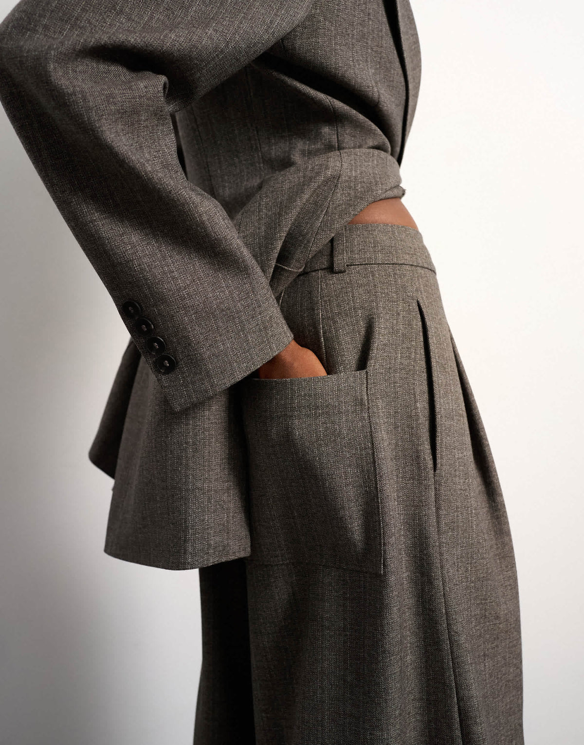 Tolu Coker x Topshop tailored longline short in taupe