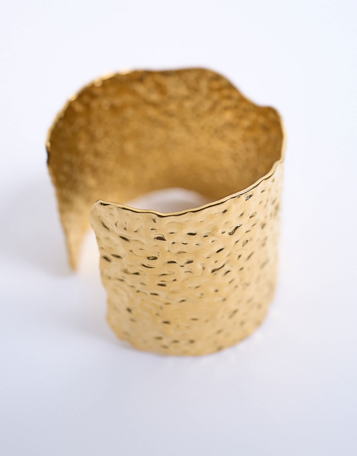 Topshop Bala stainless steel hammered cuff bracelet in gold tone