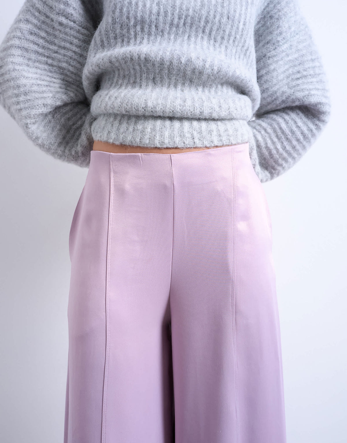 Topshop extreme wide leg satin trouser in pink