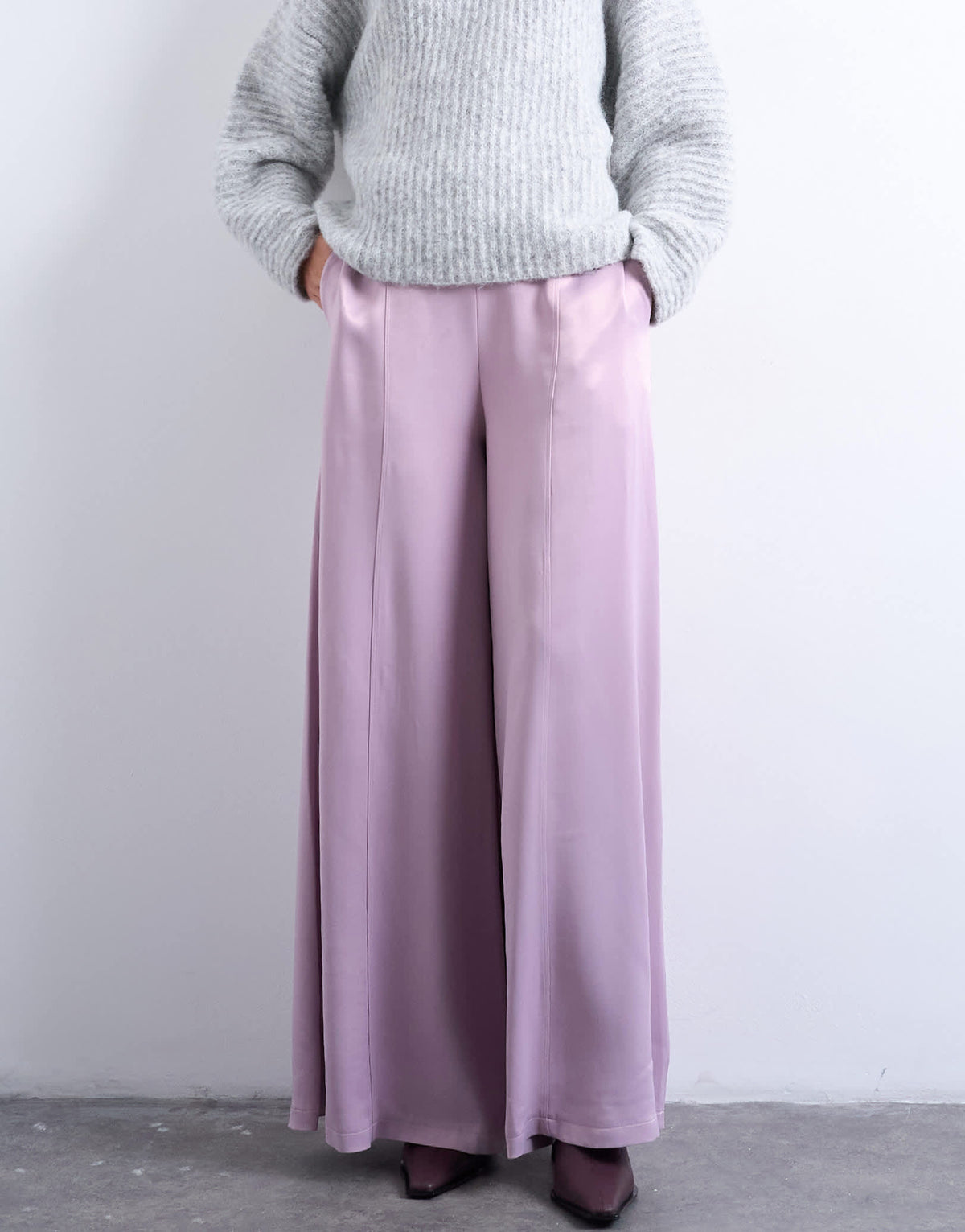 Topshop extreme wide leg satin trouser in pink