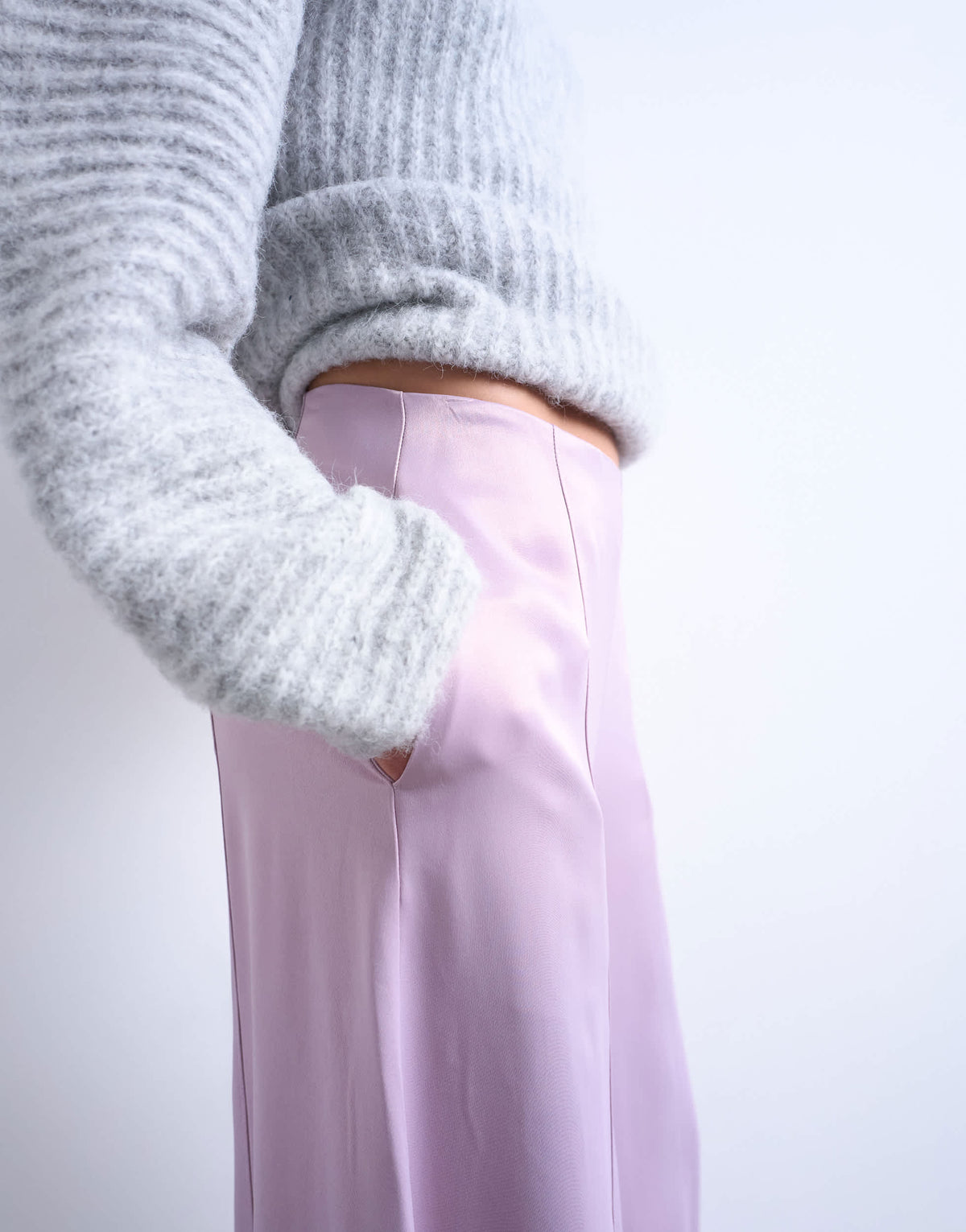 Topshop extreme wide leg satin trouser in pink