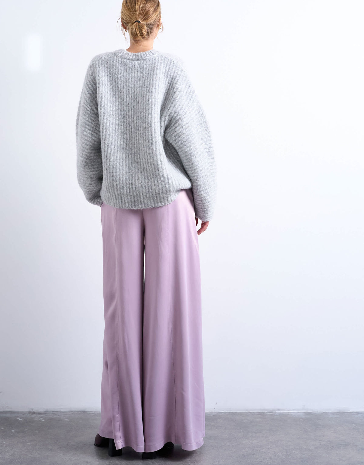 Topshop extreme wide leg satin trouser in pink