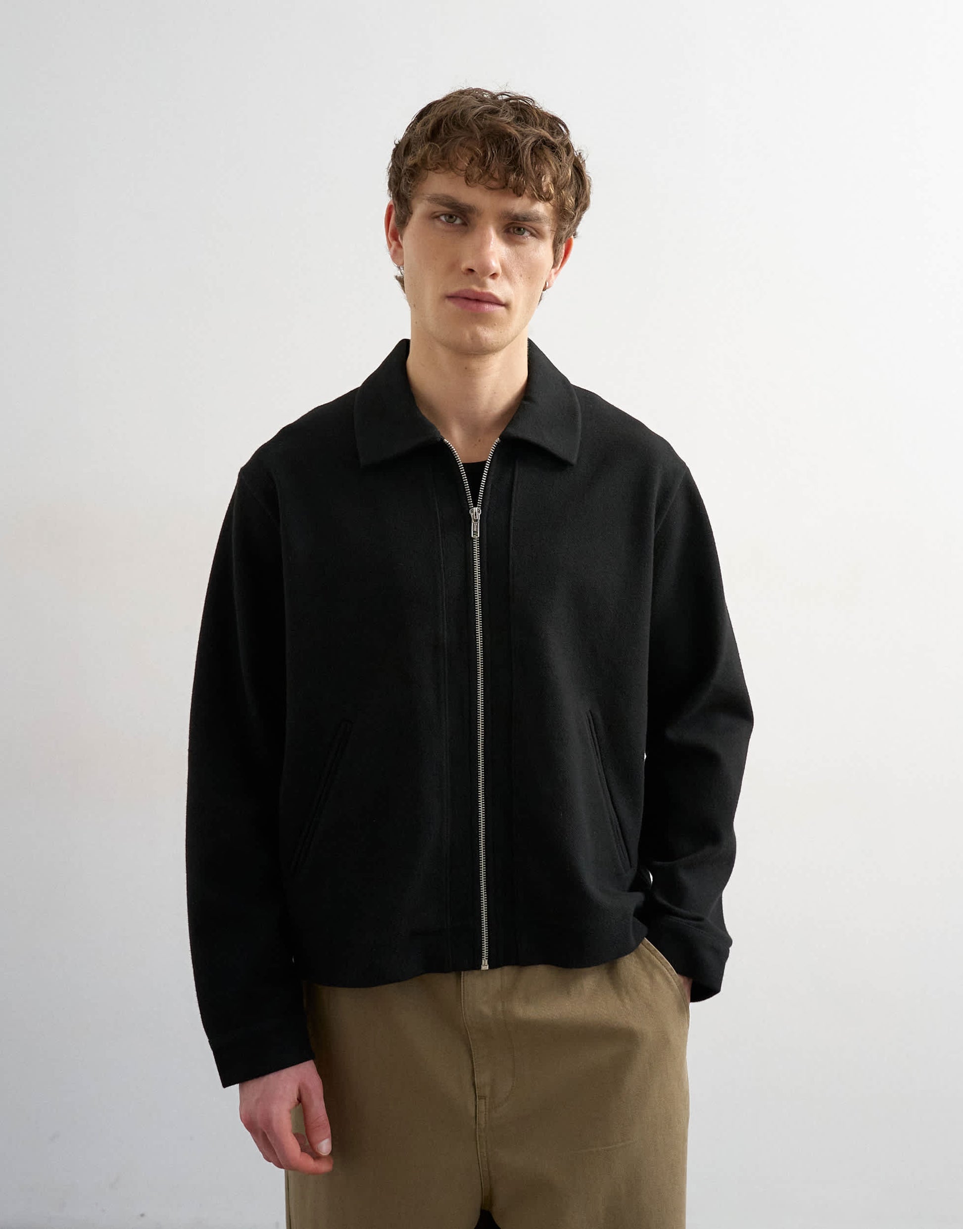 Topman premium boxy fit jersey jacket in black