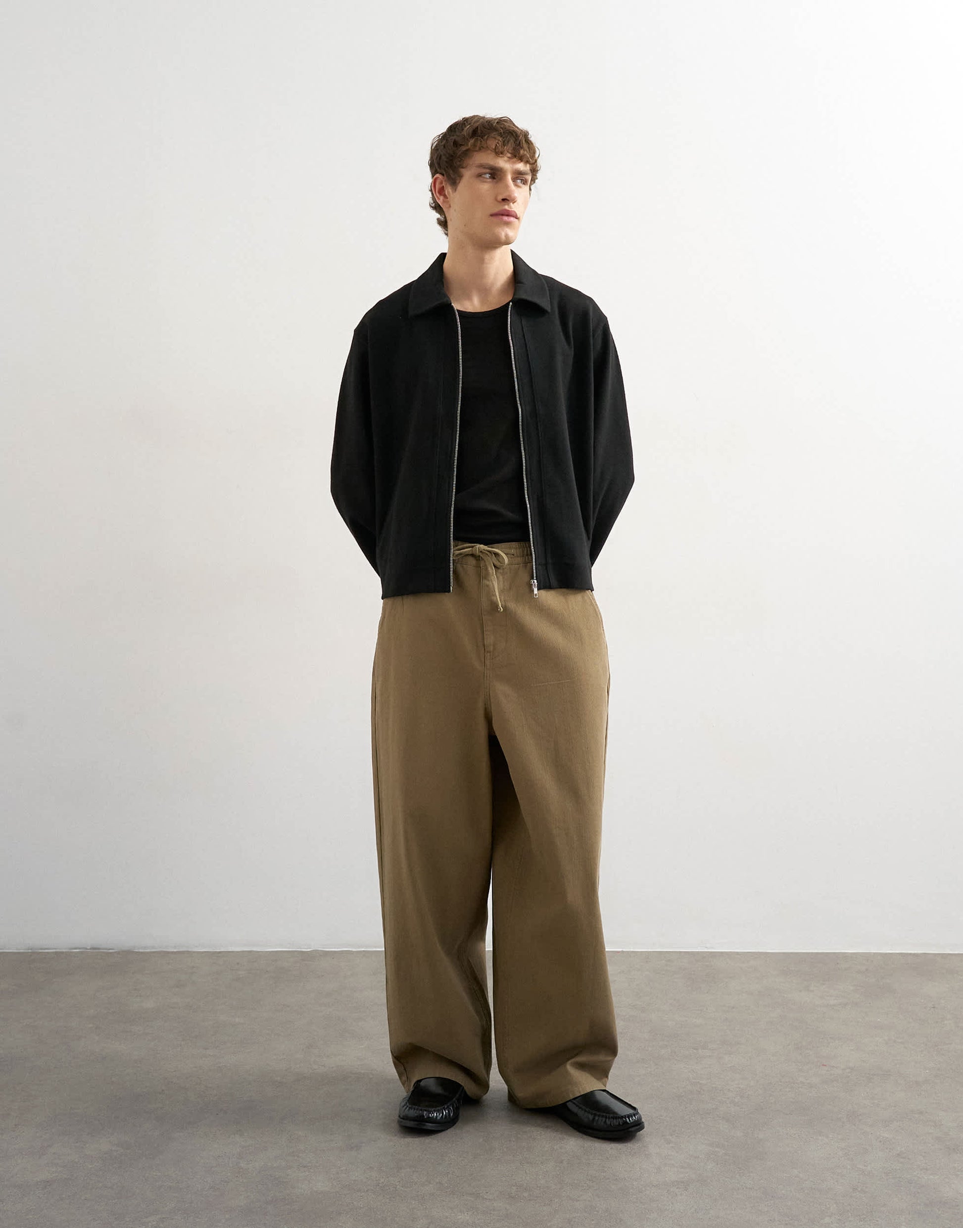 Topman premium boxy fit jersey jacket in black