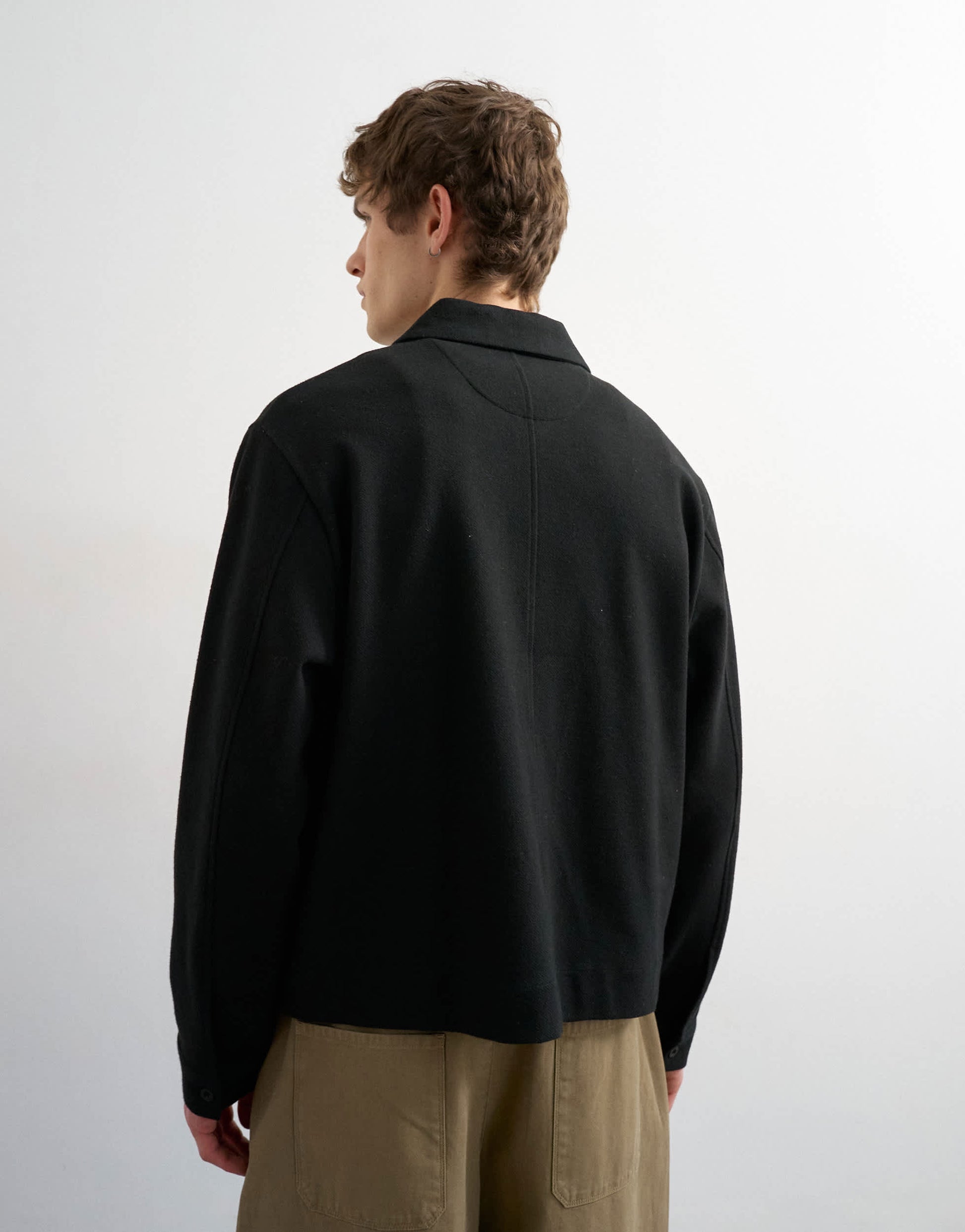 Topman premium boxy fit jersey jacket in black
