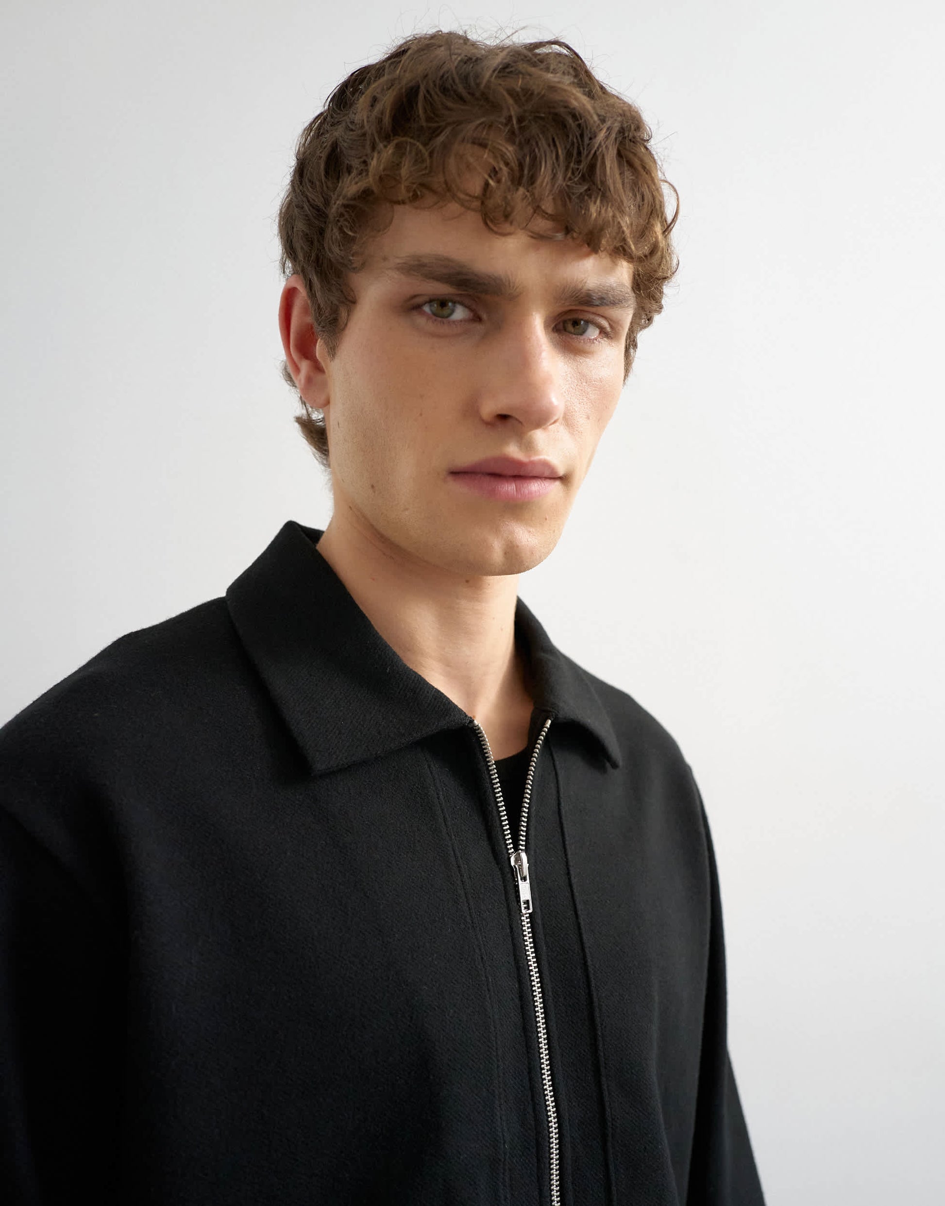 Topman premium boxy fit jersey jacket in black