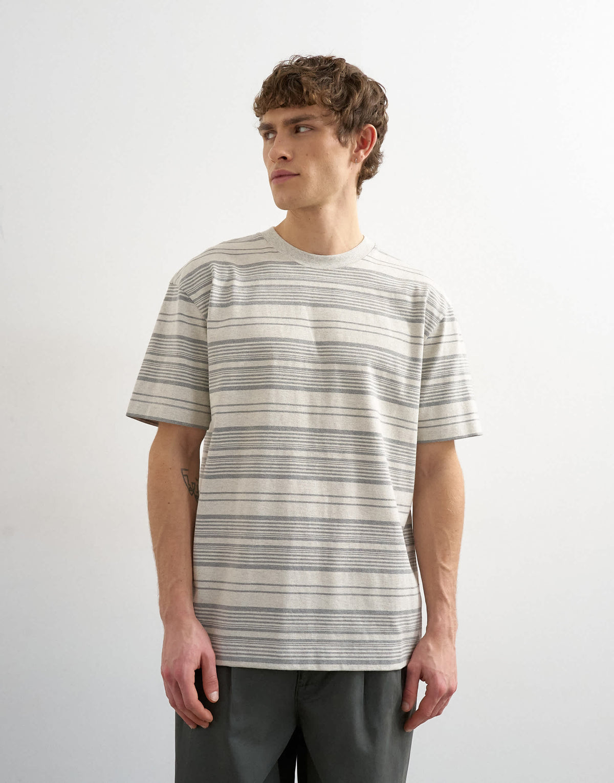 Topman relaxed fit stripe t-shirt in grey
