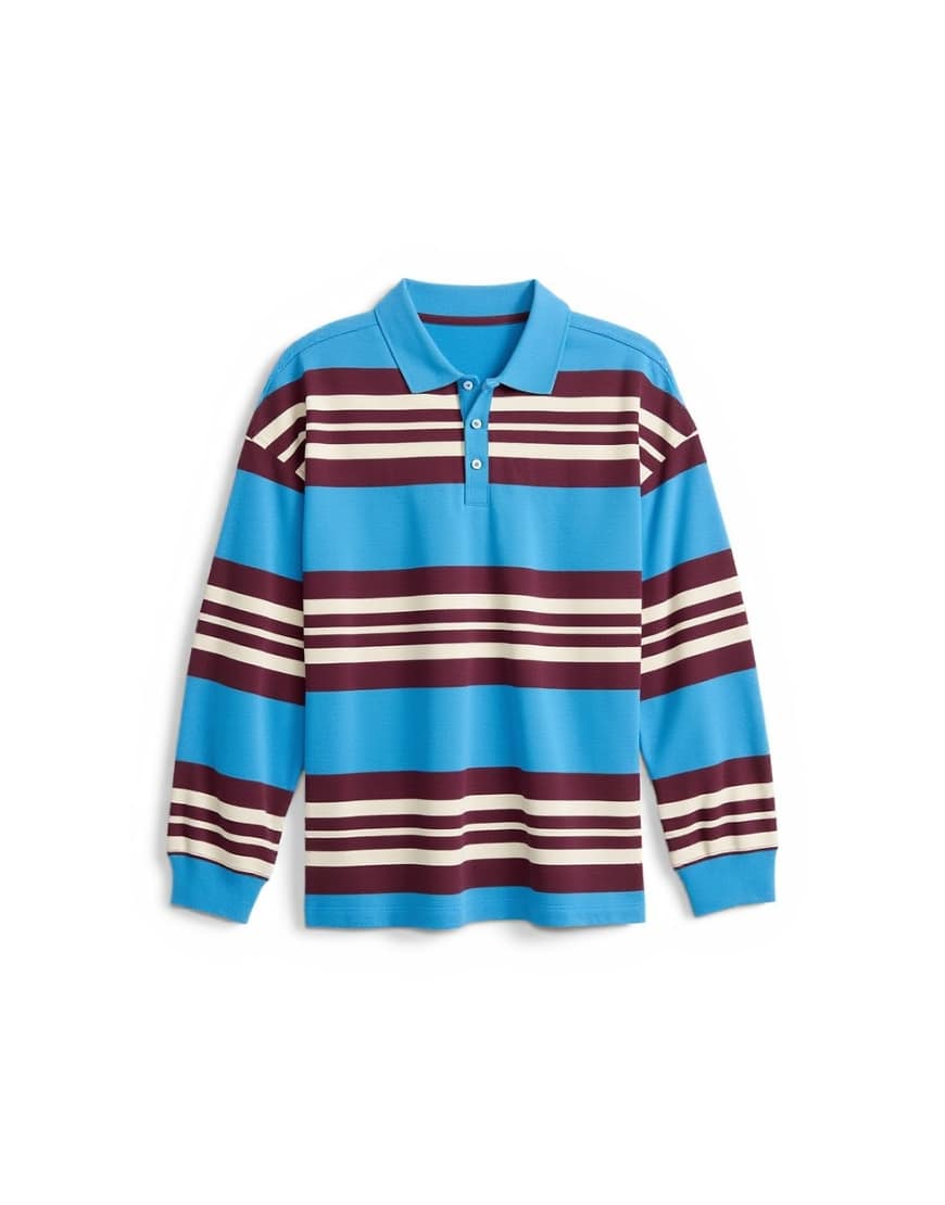 Topman relaxed fit stripe polo in blue