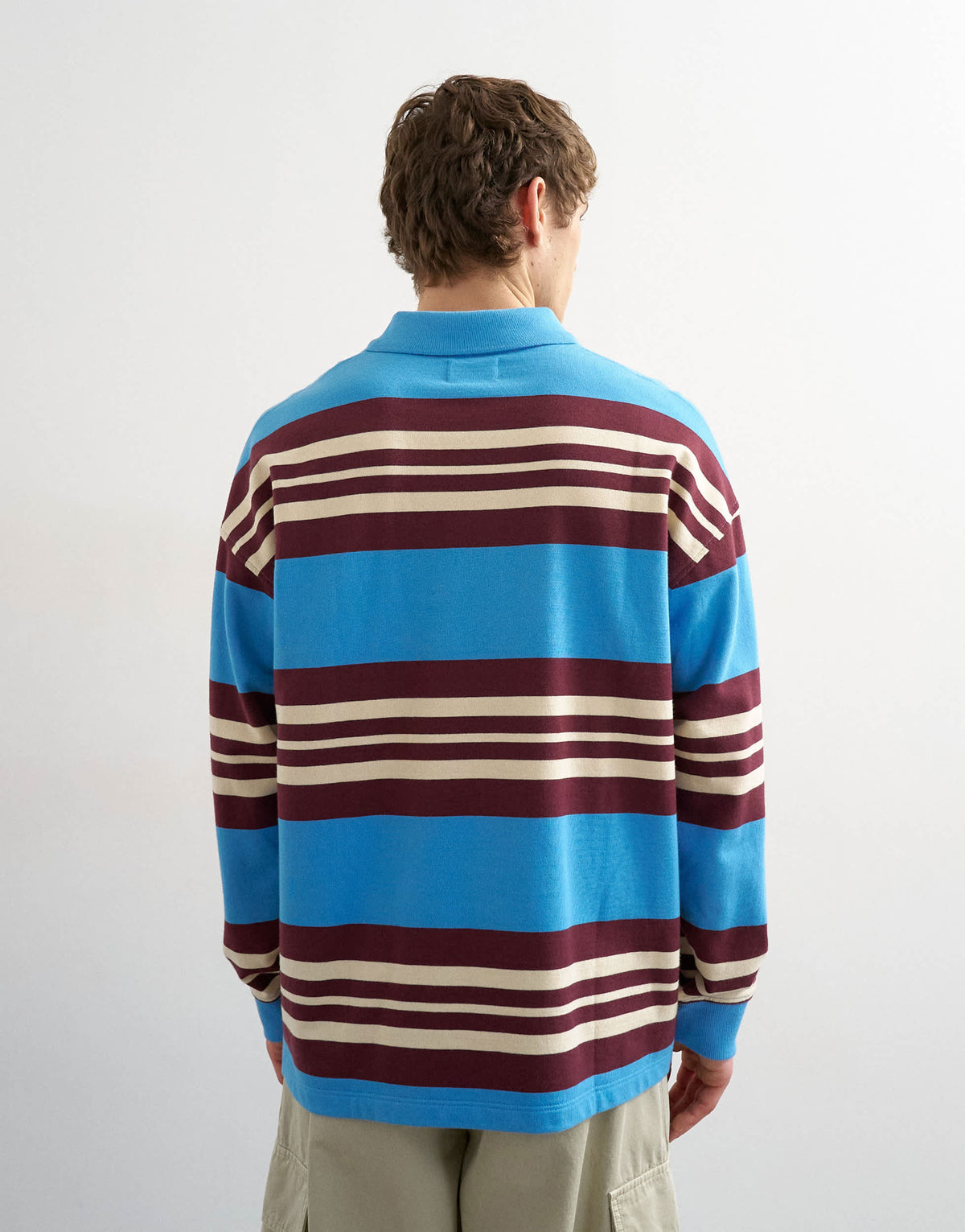 Topman relaxed fit stripe polo in blue