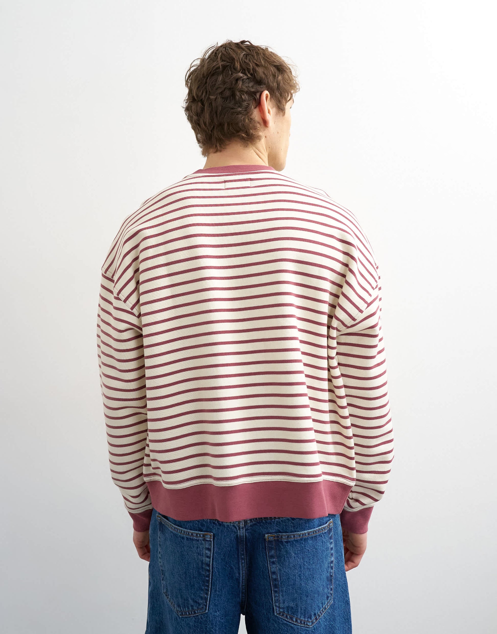 Topman boxy fit stripe sweatshirt in pink