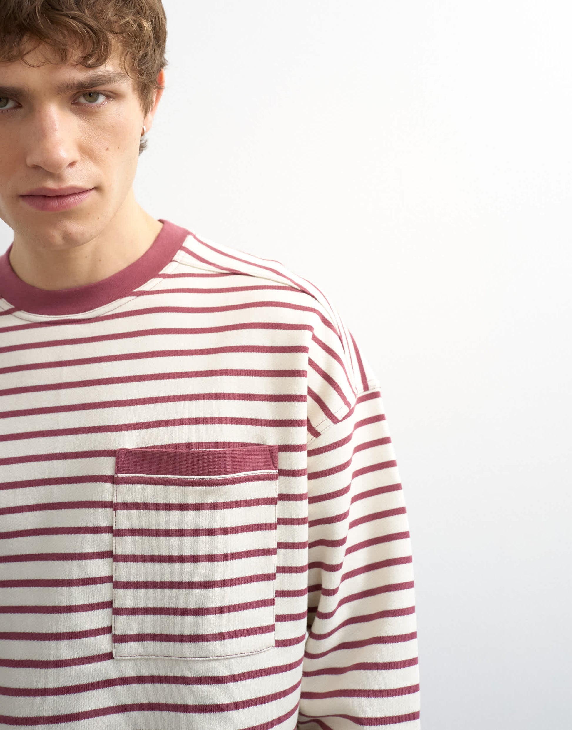 Topman boxy fit stripe sweatshirt in pink