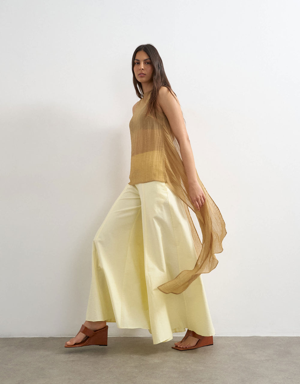 Topshop super wide leg  A line trouser in buttermilk