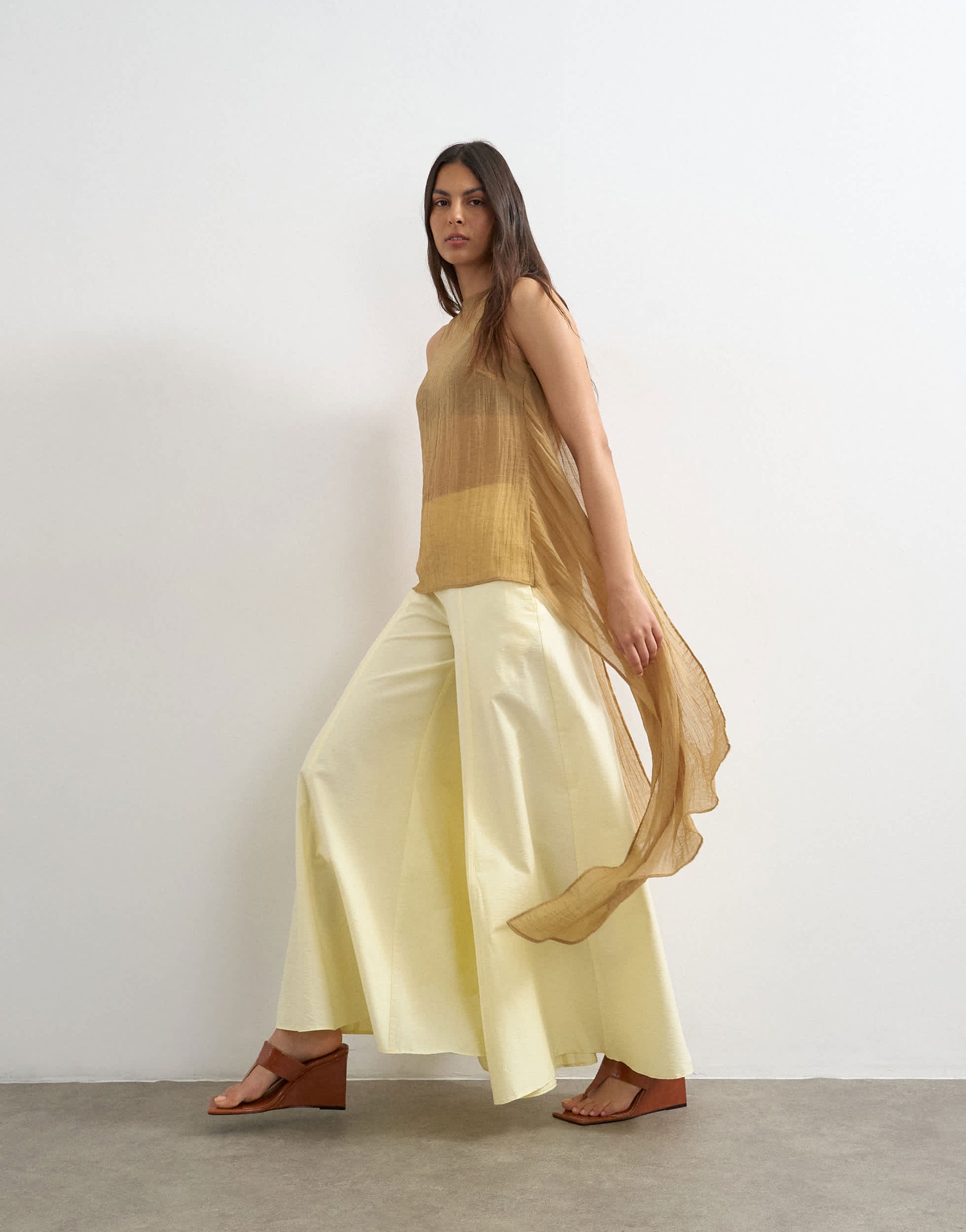 Topshop super wide leg  A line trouser in buttermilk