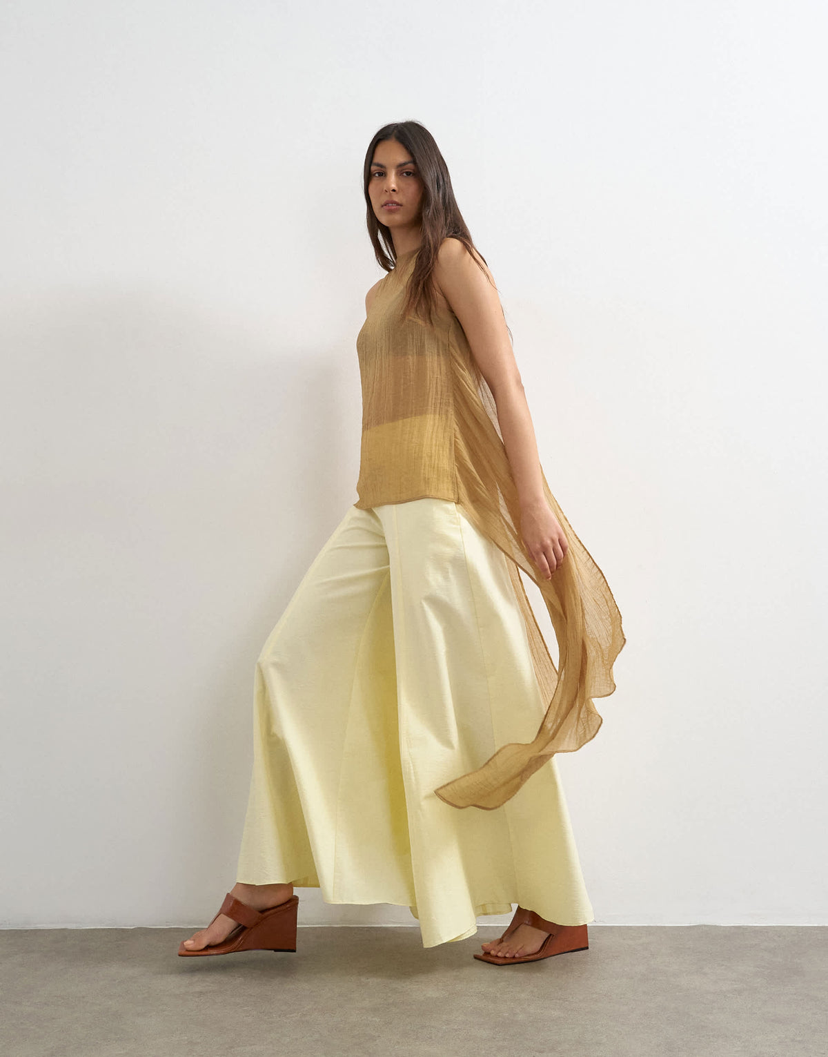 Topshop super wide leg  A line trouser in buttermilk