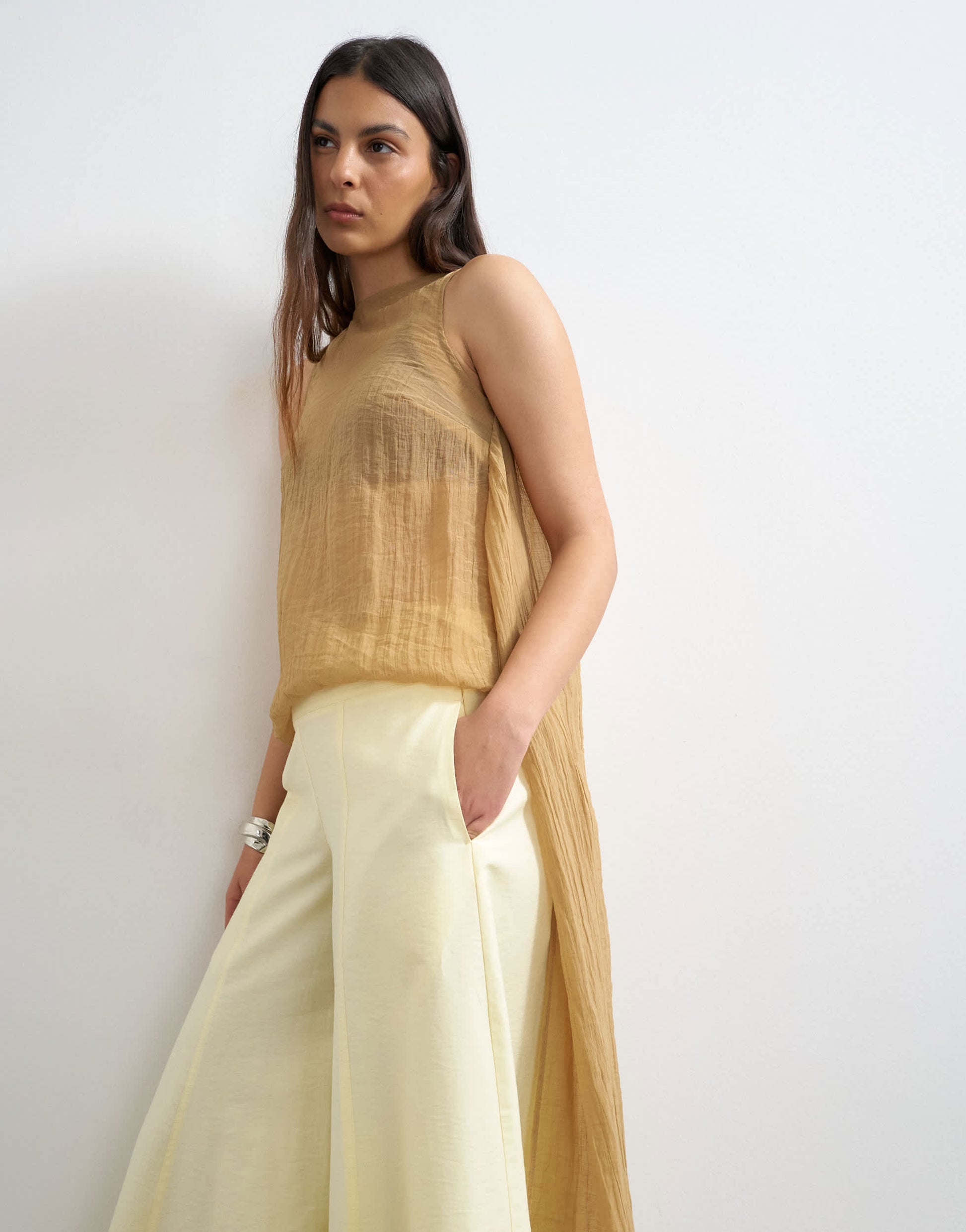 Topshop super wide leg  A line trouser in buttermilk
