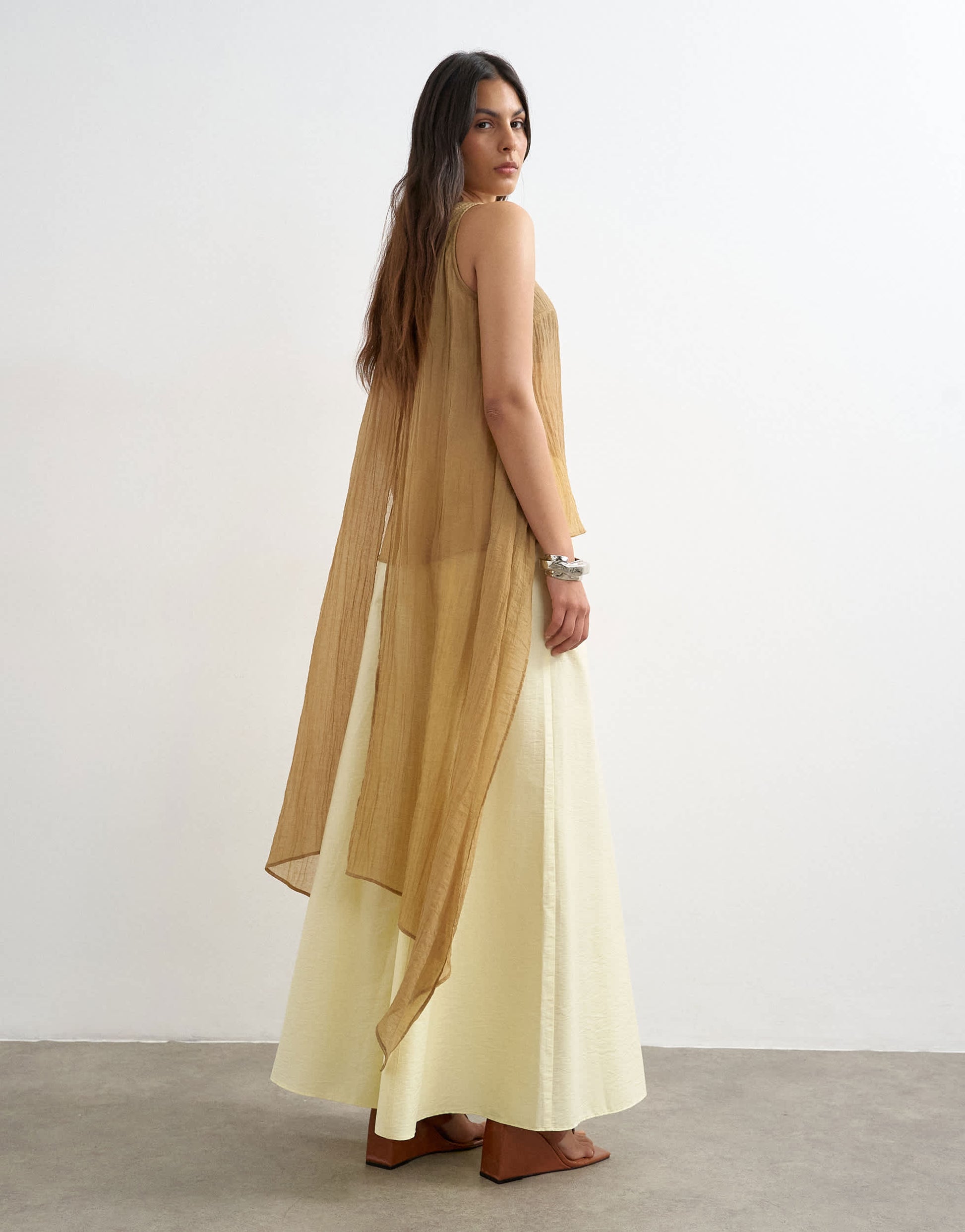 Topshop super wide leg  A line trouser in buttermilk