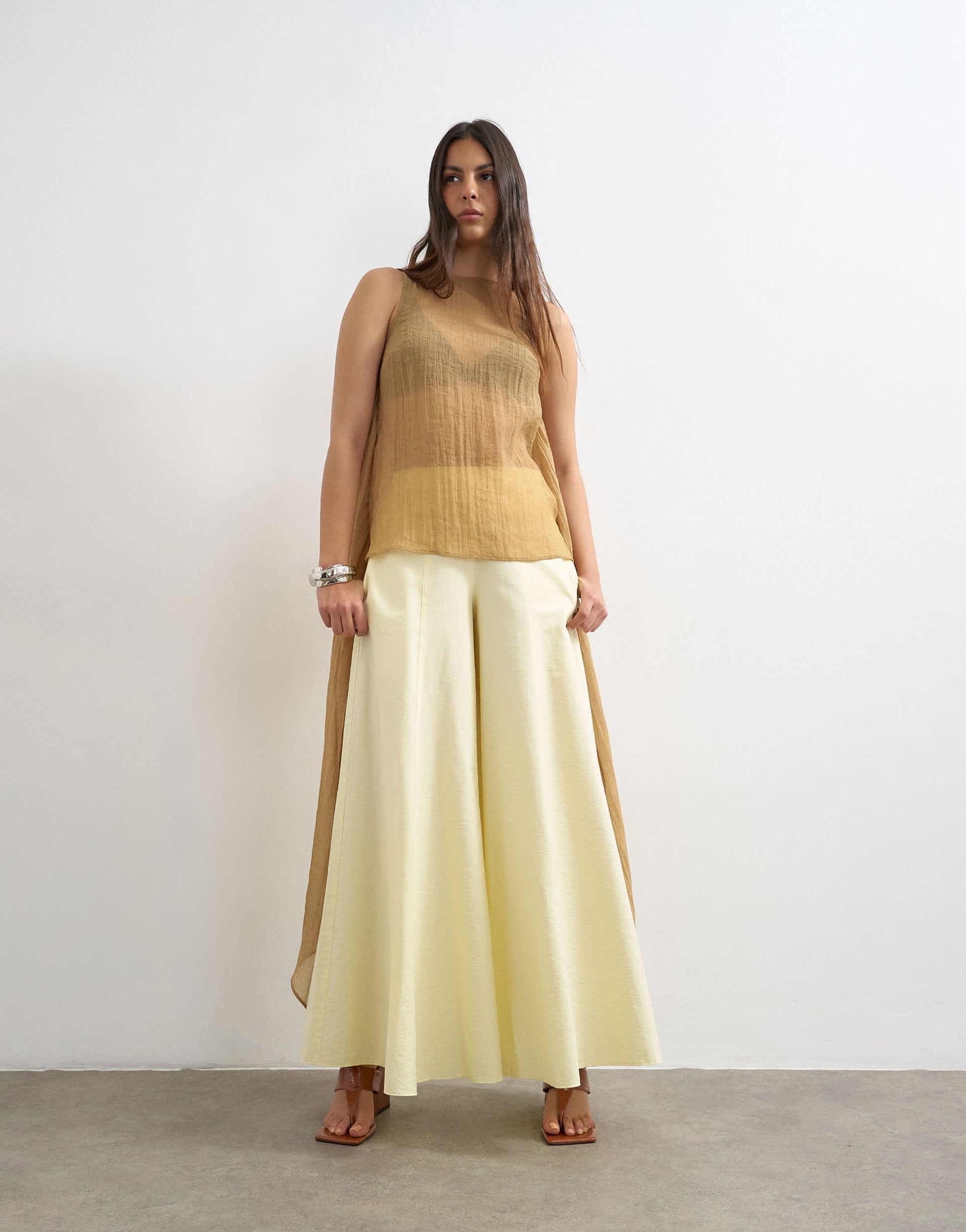 Topshop super wide leg  A line trouser in buttermilk